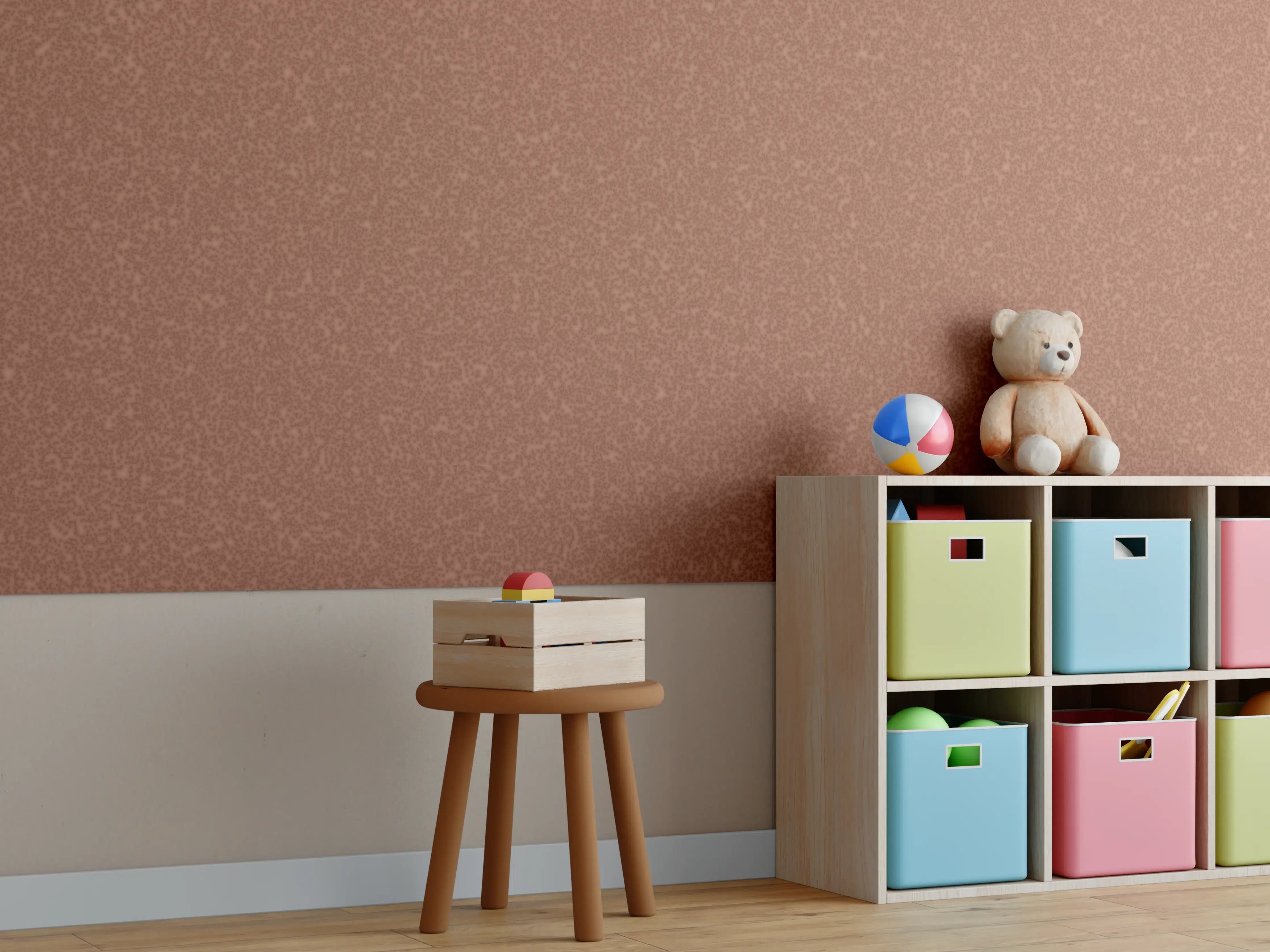 Kinderzimmer Wandgestaltung - Bräunlicher Hintergrund - Zimtfarbe