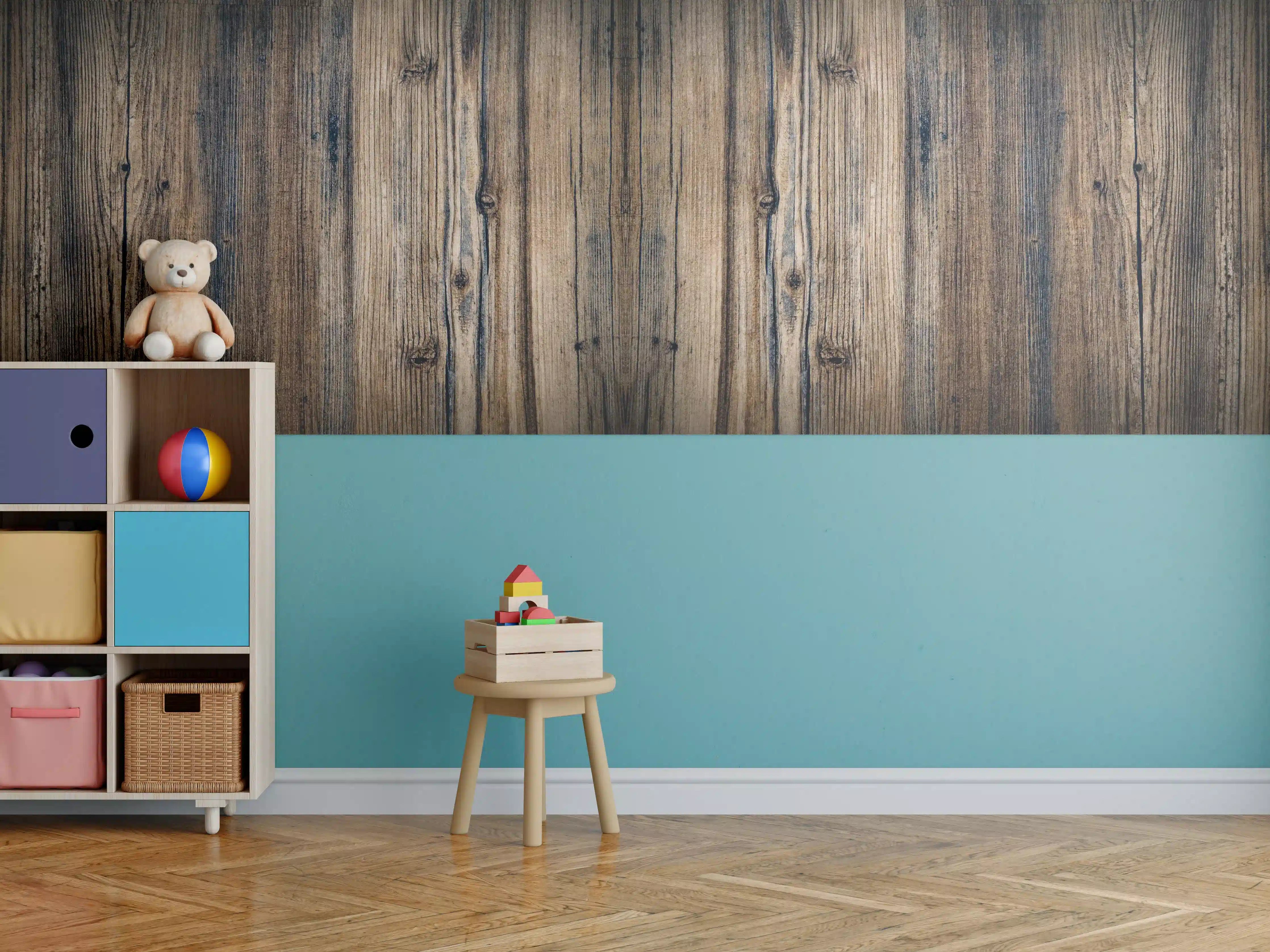 Kinderzimmer Wandgestaltung - Bräunlicher Holz Hintergrund