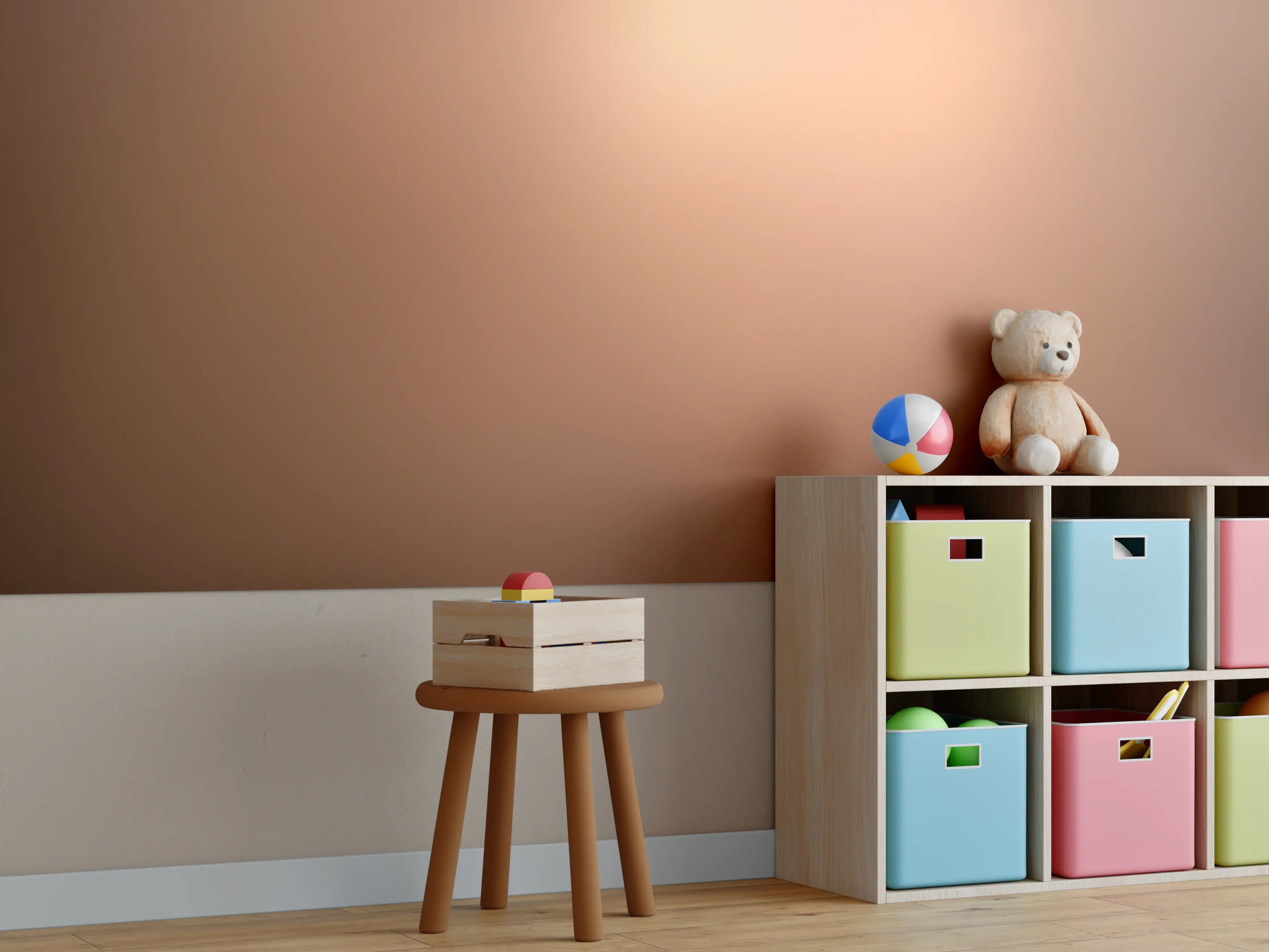 Kinderzimmer Wandgestaltung - Braun, beiges Muster