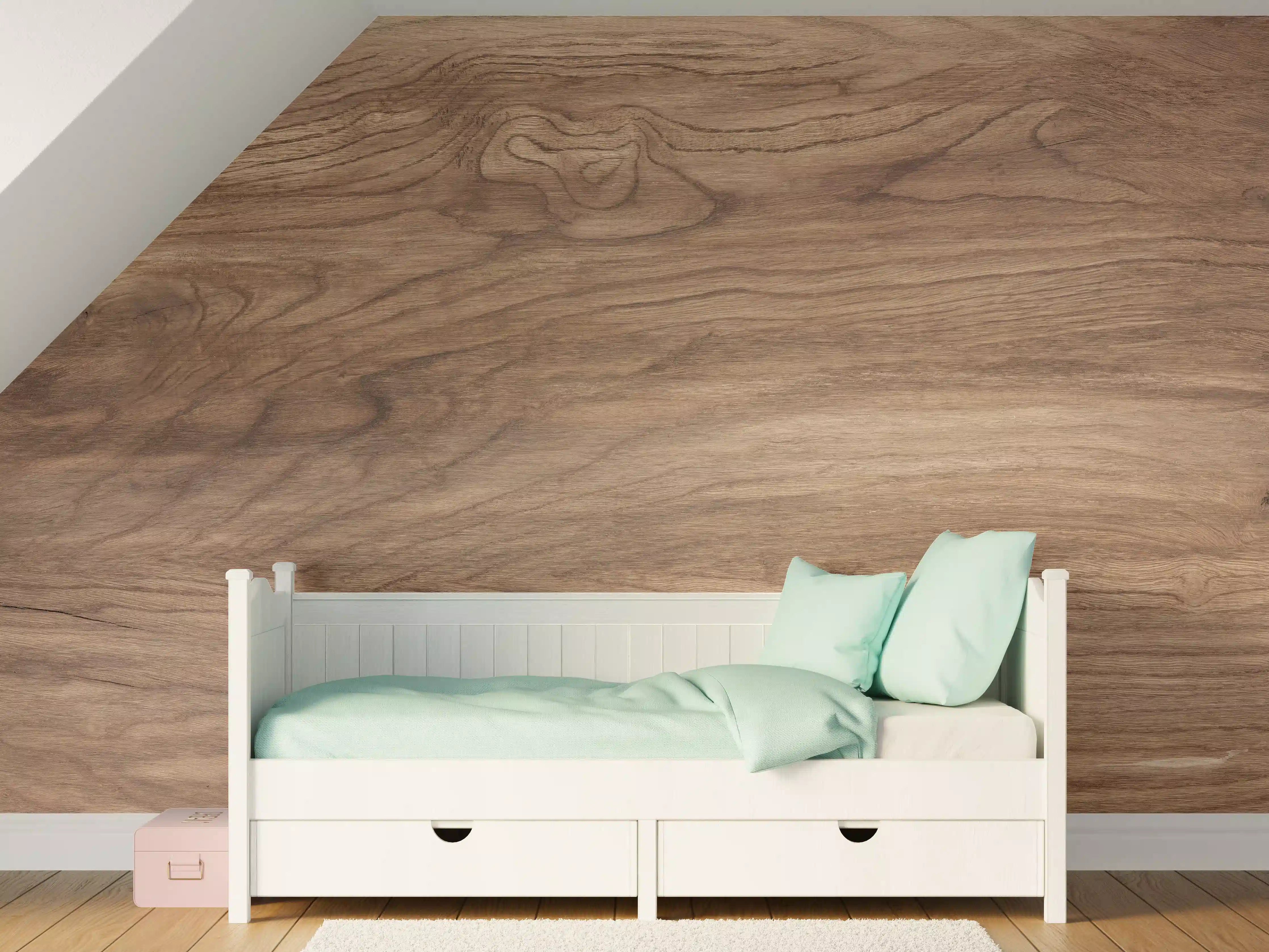 Kinderzimmer Wandgestaltung - Braune Holz Textur mit Muster