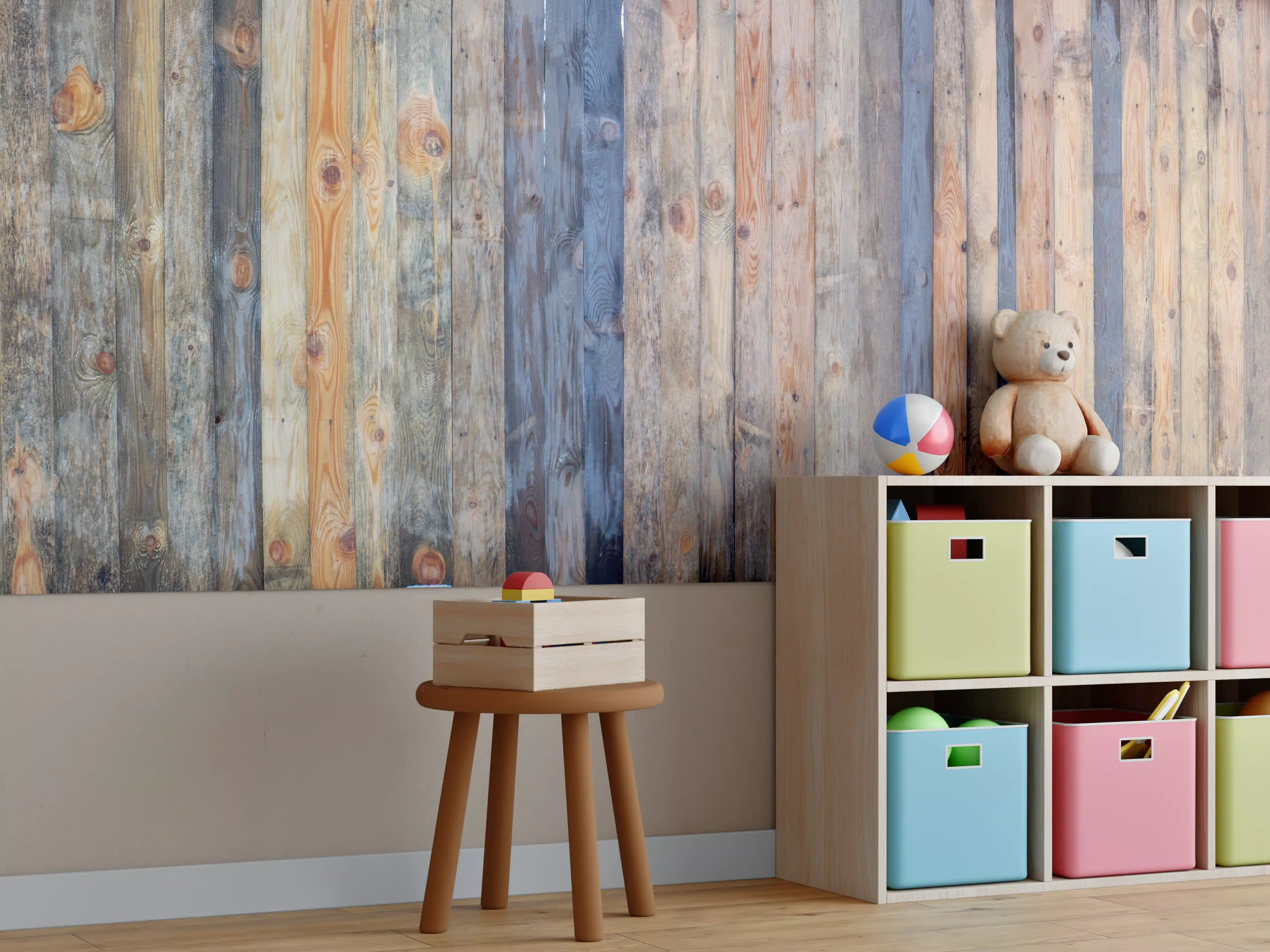 Kinderzimmer Wandgestaltung - Braune Holz Wandtextur
