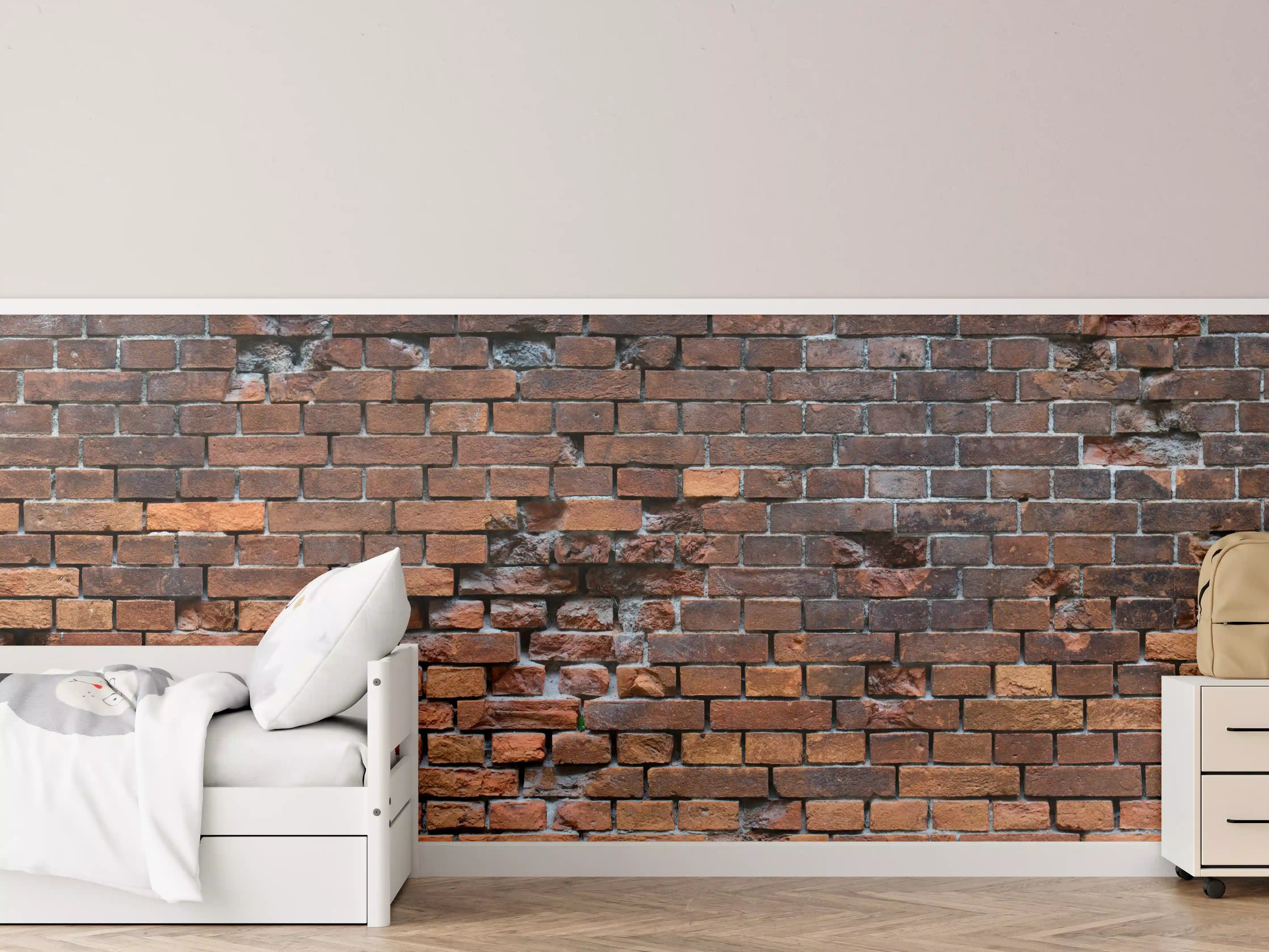 Kinderzimmer Wandgestaltung - Braune kaputte Ziegelsteinwand