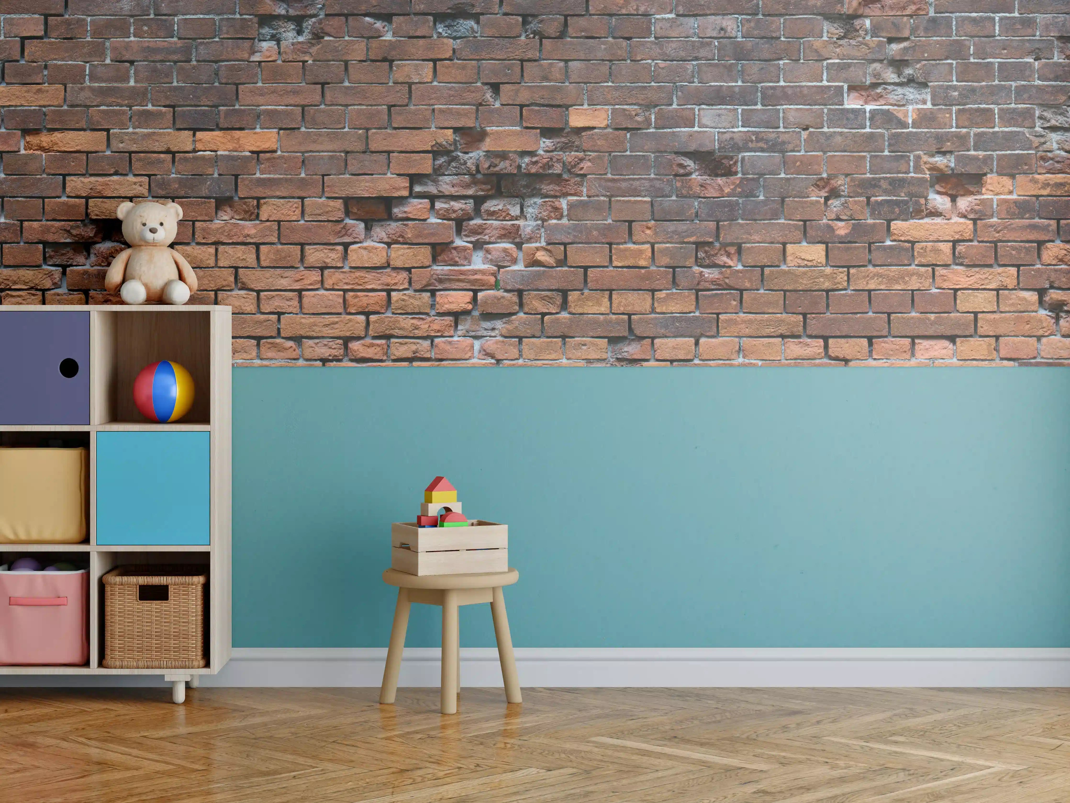 Kinderzimmer Wandgestaltung - Braune kaputte Ziegelsteinwand