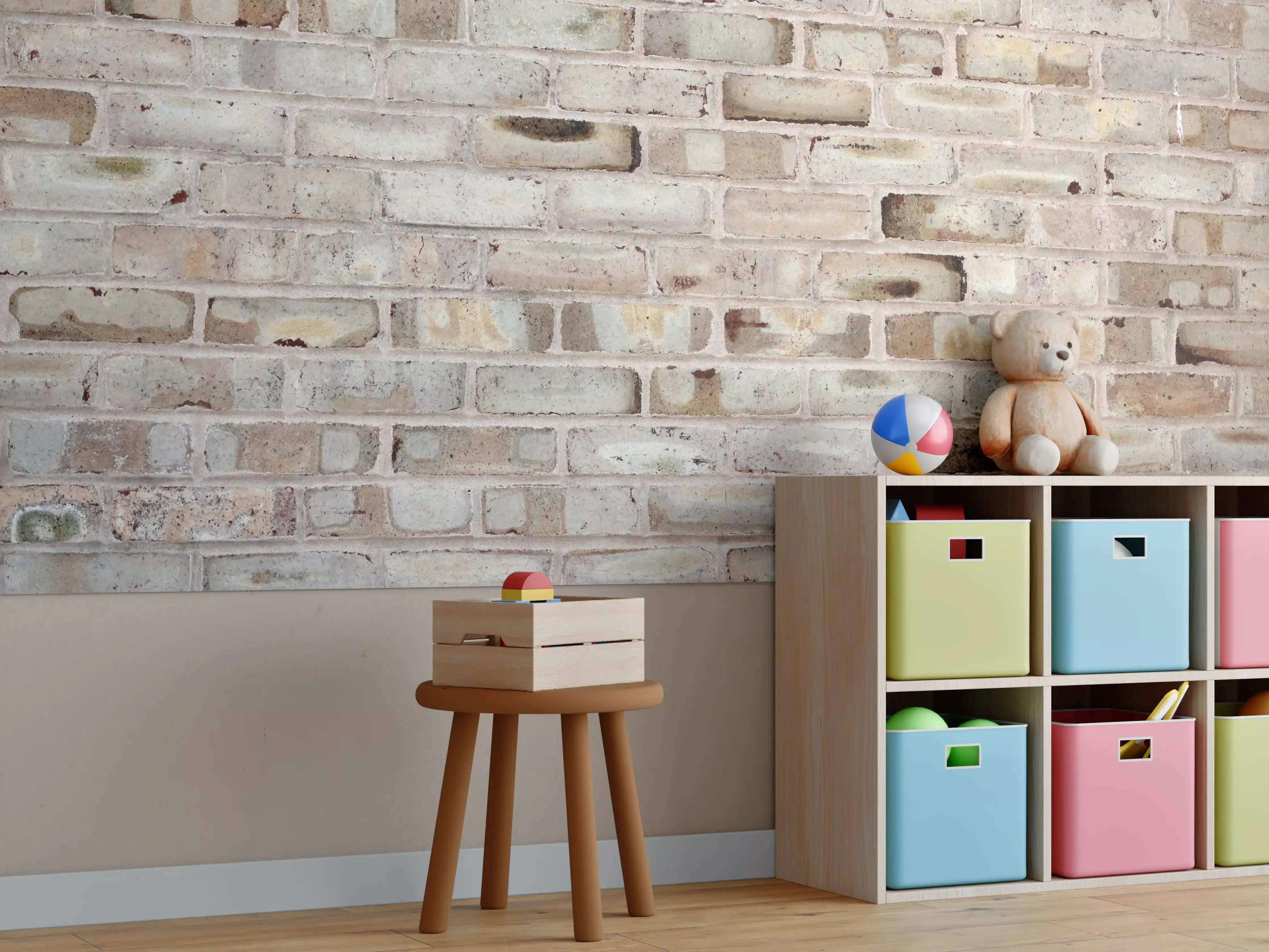 Kinderzimmer Wandgestaltung - Braune verschimmelte Ziegelmauer