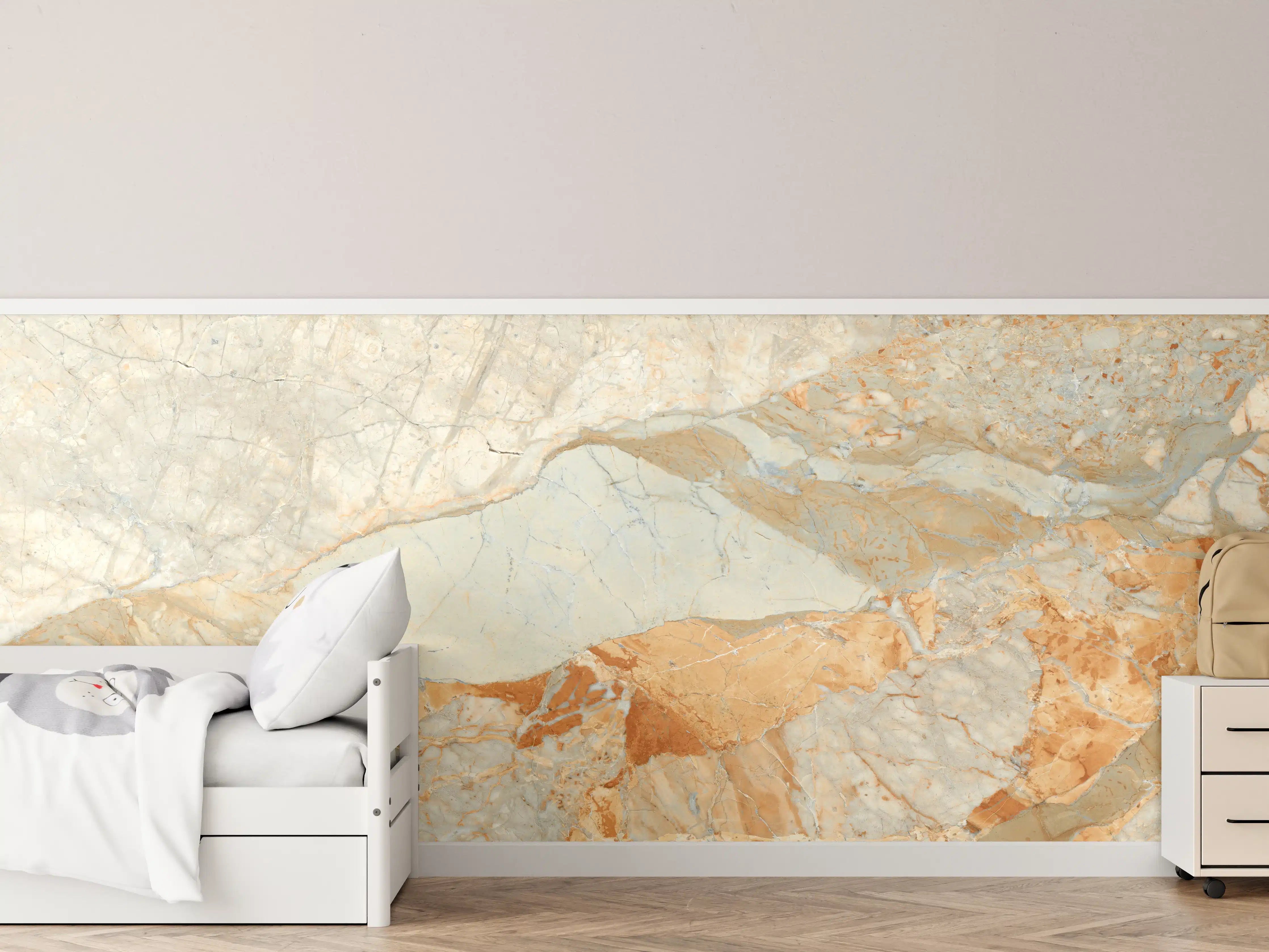 Kinderzimmer Wandgestaltung - Brauner Marmor mit Adern