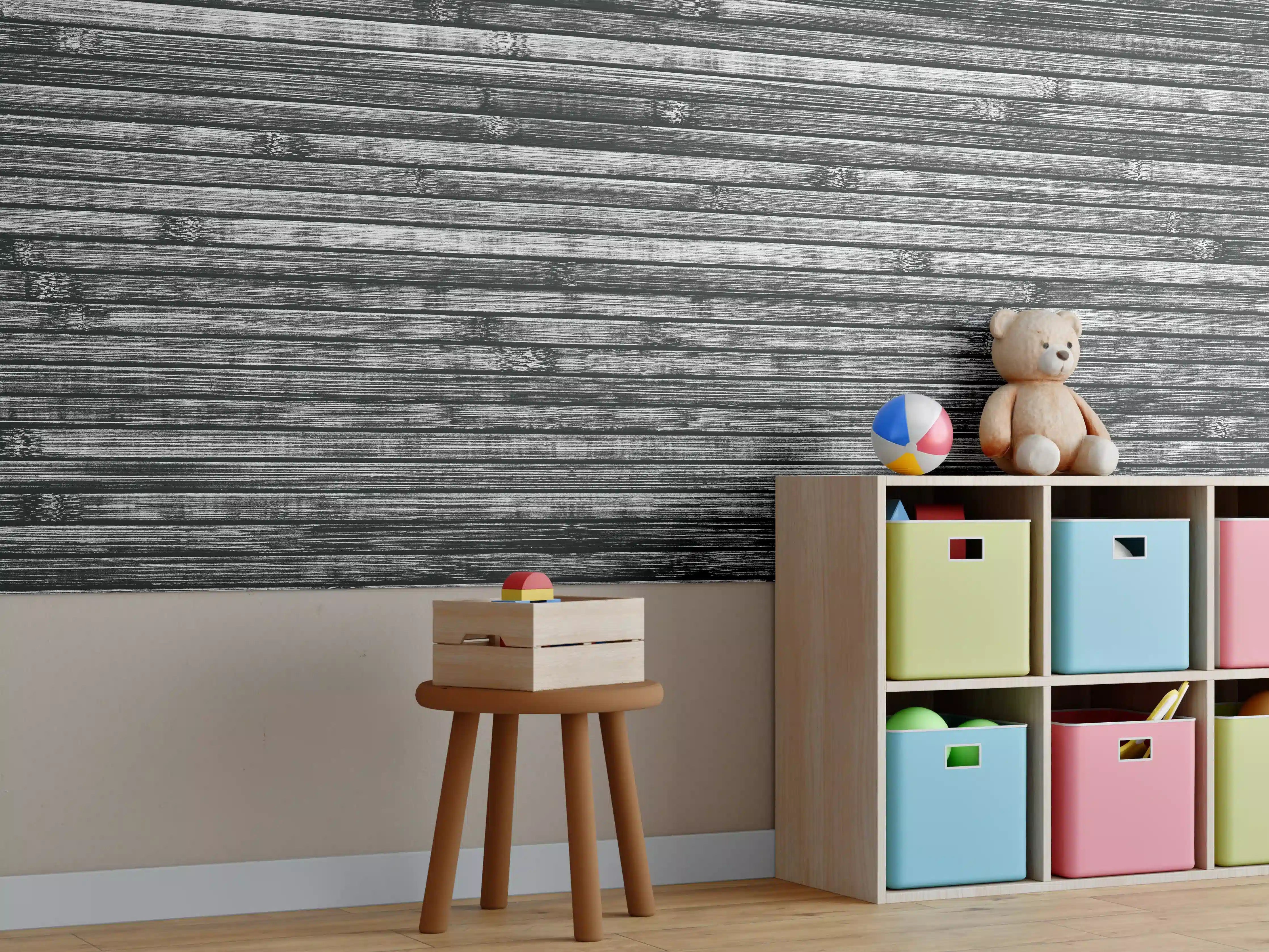 Kinderzimmer Wandgestaltung - Breite schwarze und weiße hölzerne Hintergrund