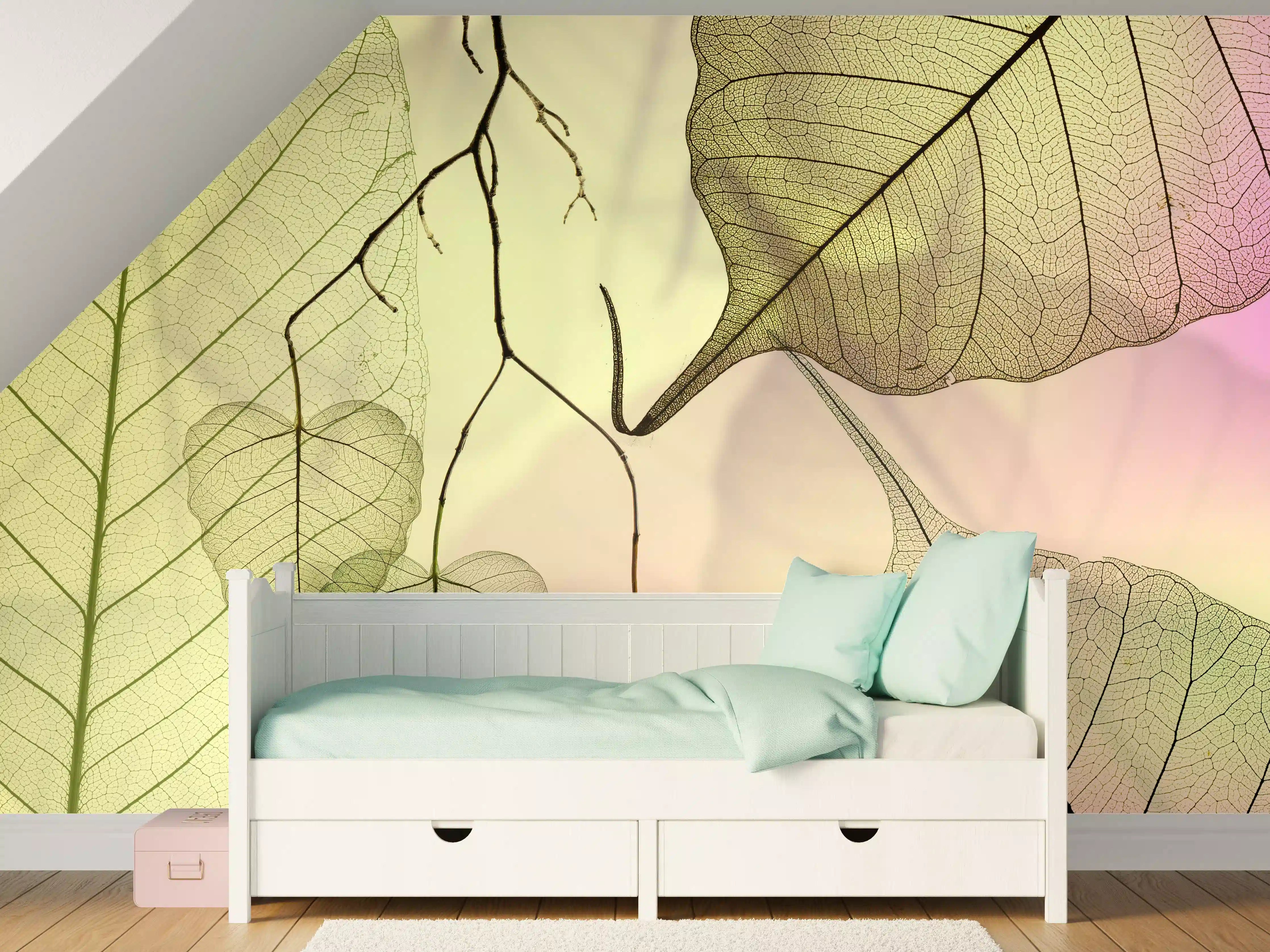 Kinderzimmer Wandgestaltung - Bunt Veinige Blatttextur Makro