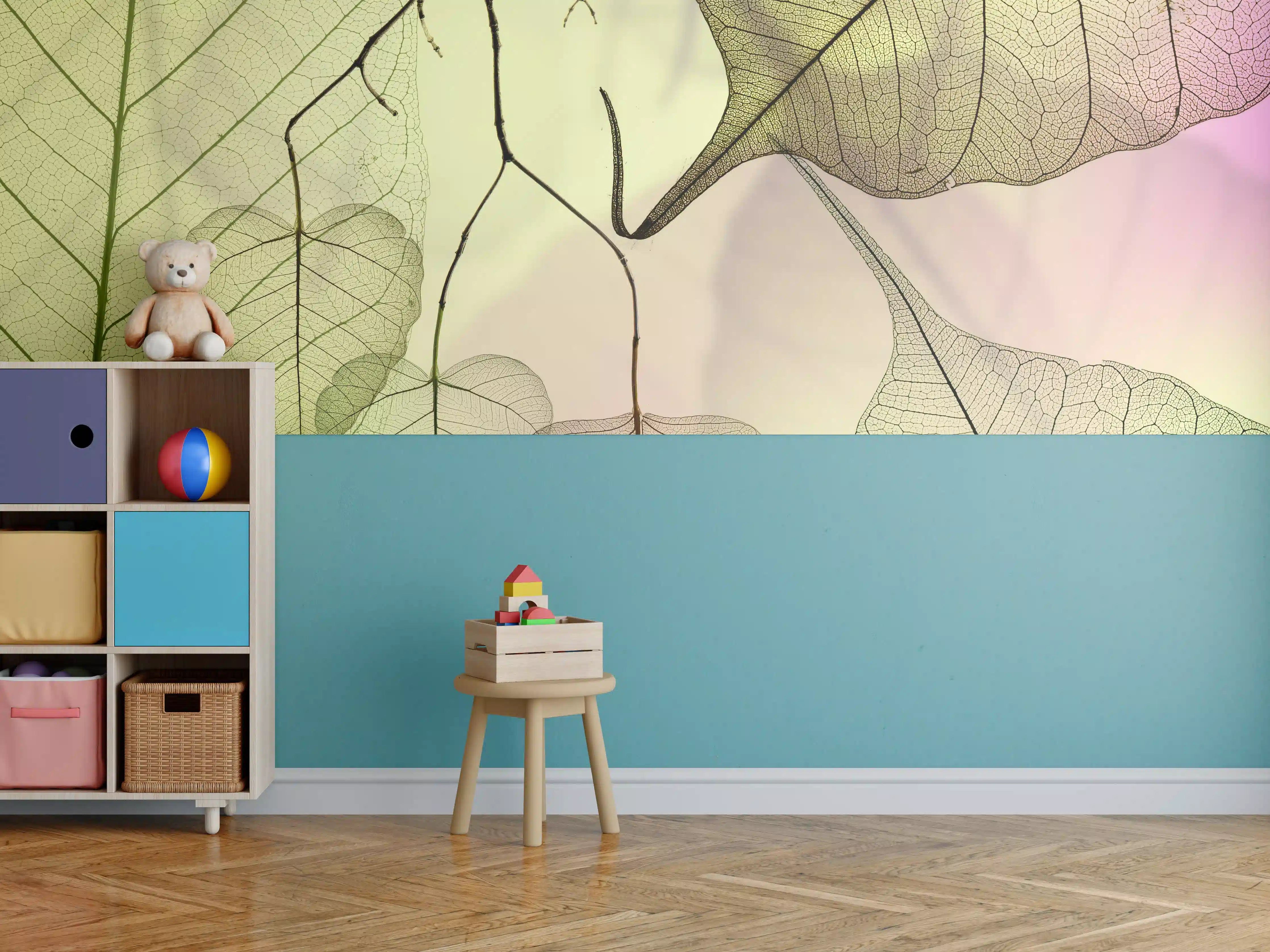 Kinderzimmer Wandgestaltung - Bunt Veinige Blatttextur Makro