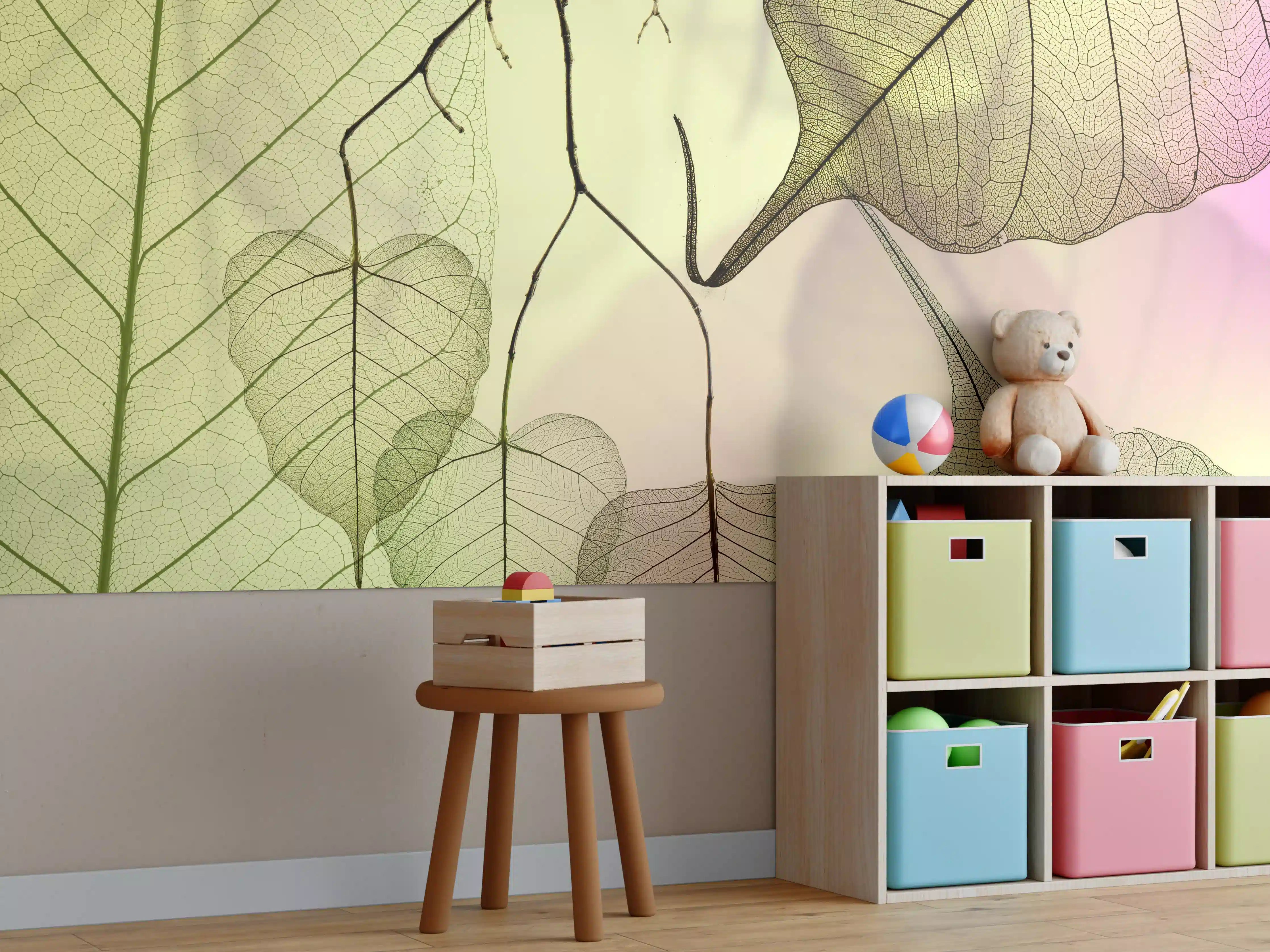 Kinderzimmer Wandgestaltung - Bunt Veinige Blatttextur Makro