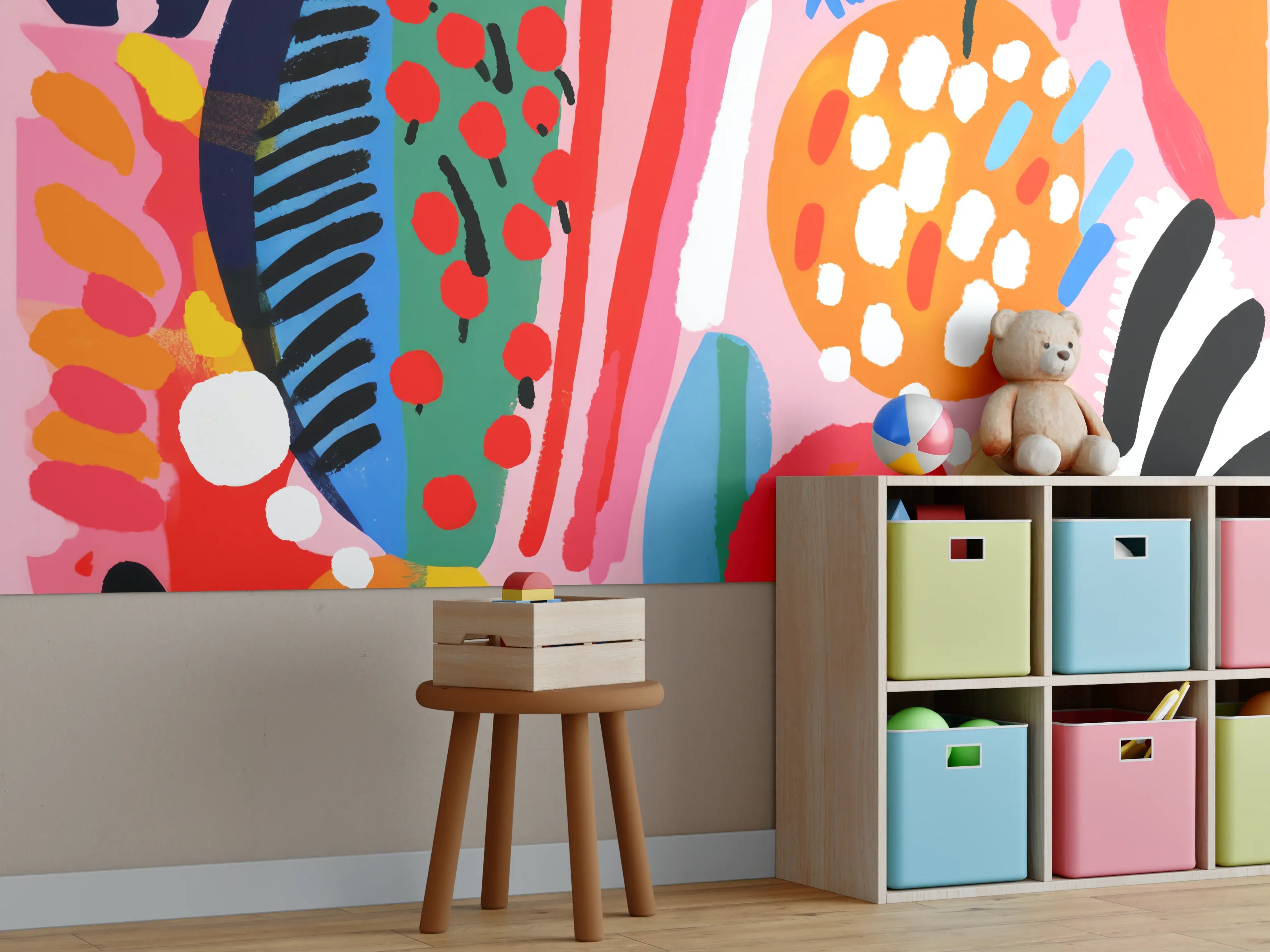 Kinderzimmer Wandgestaltung - Bunte Abstrakte Naturkomposition