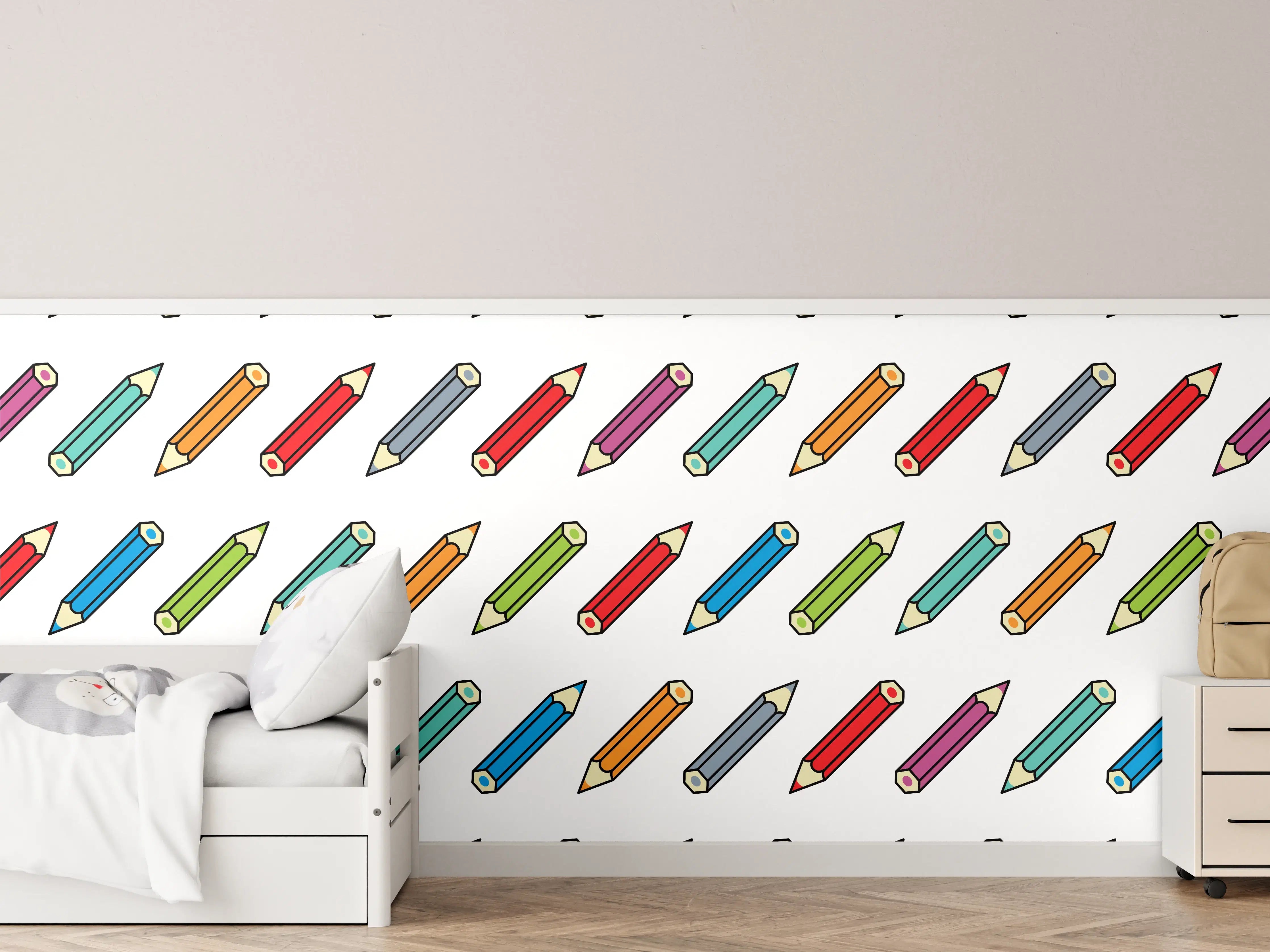 Kinderzimmer Wandgestaltung - Bunte Bleistift-Muster Illustration