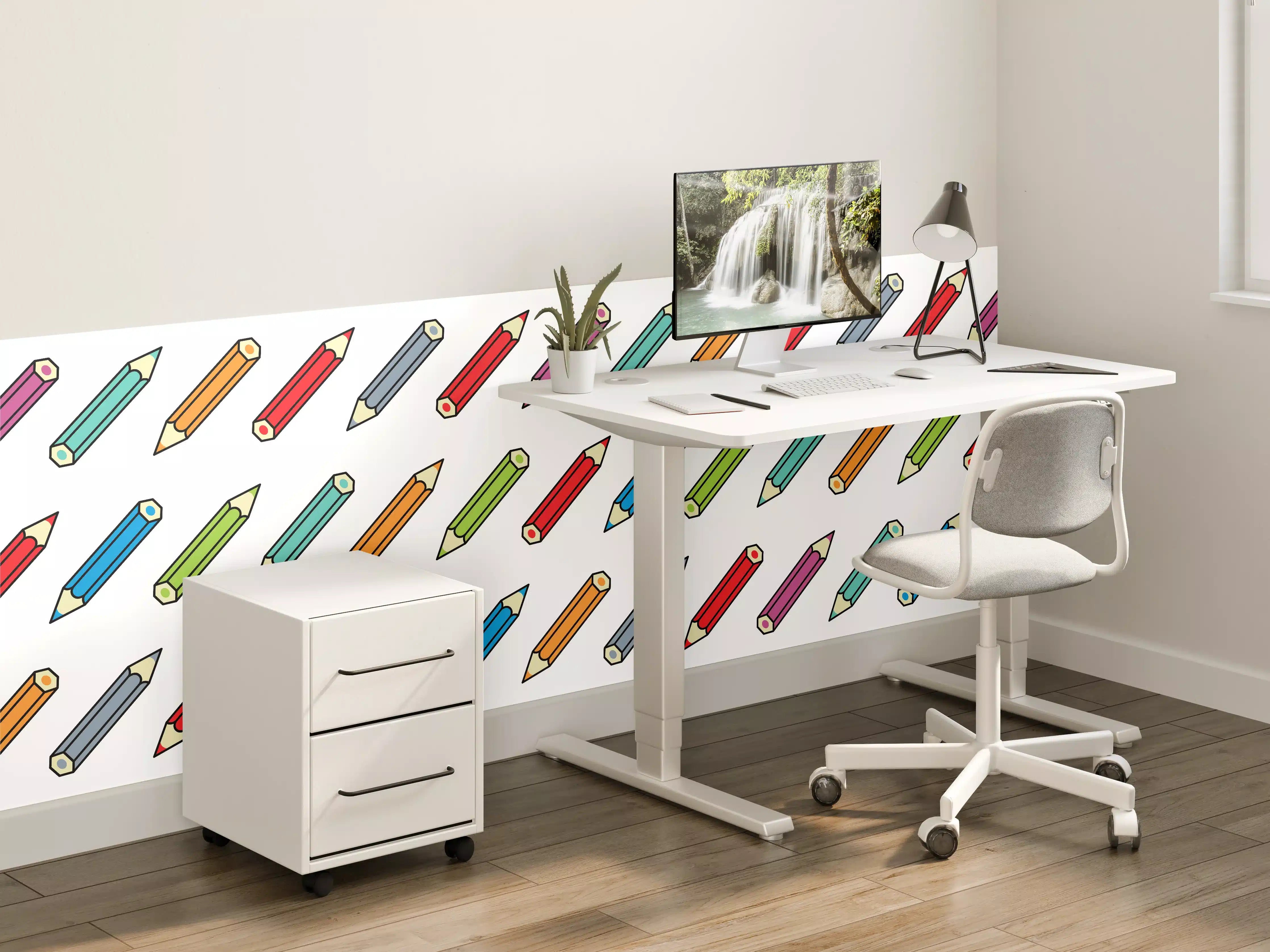 Kinderzimmer Wandgestaltung - Bunte Bleistift-Muster Illustration