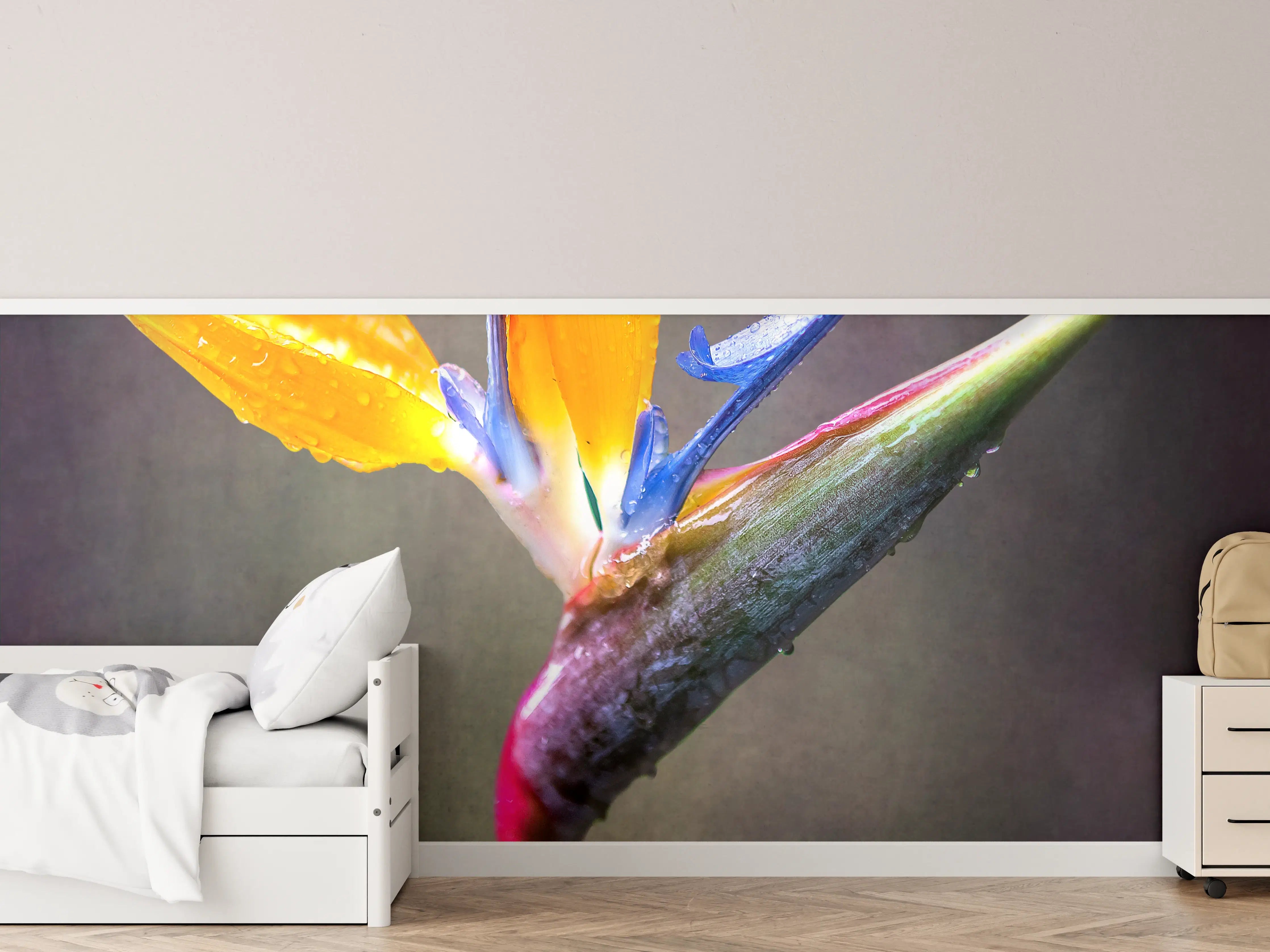 Kinderzimmer Wandgestaltung - Bunte Blume mit farbenfrohen Blütenblättern
