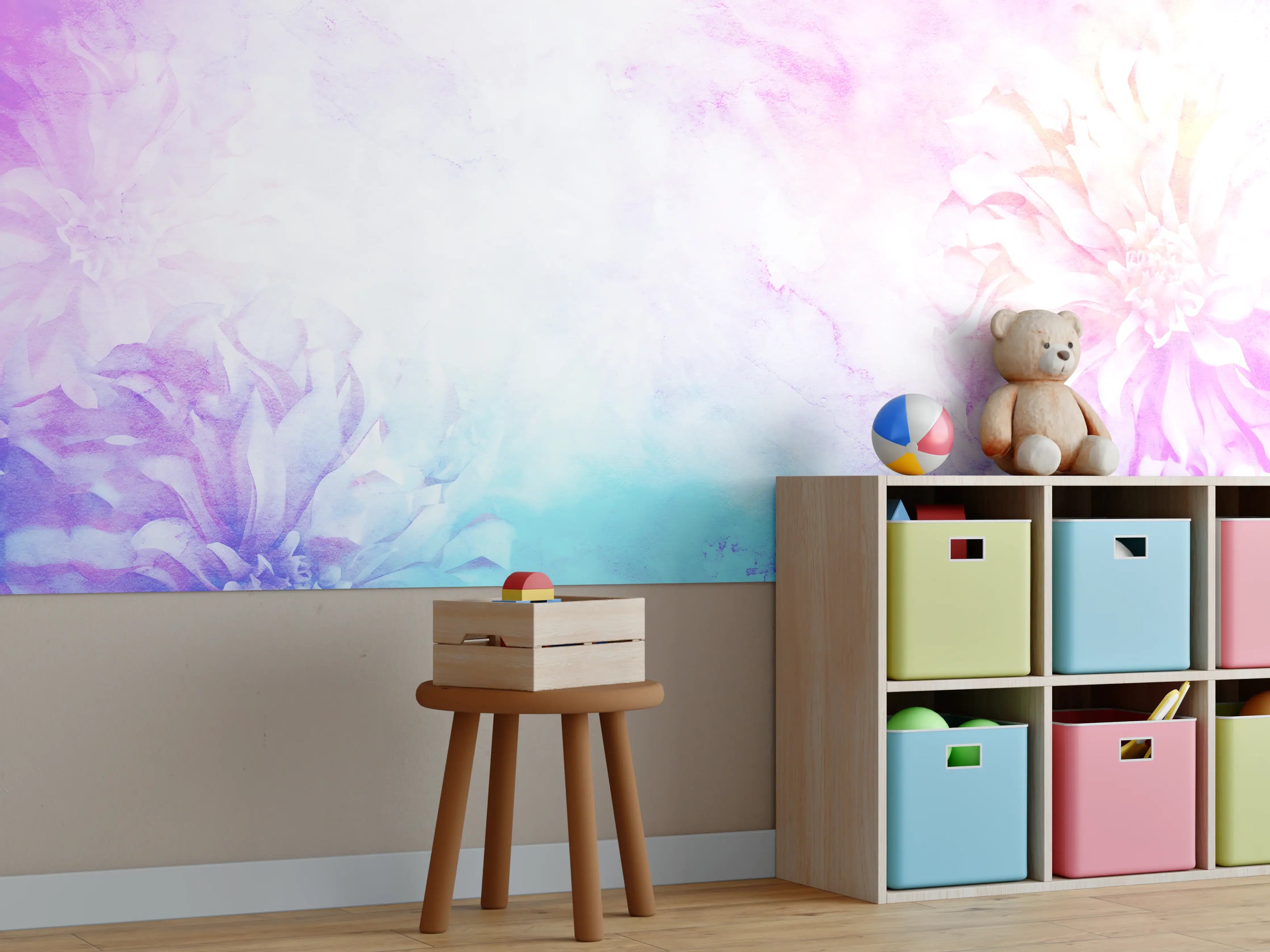 Kinderzimmer Wandgestaltung - Bunte Blumen - Portrait