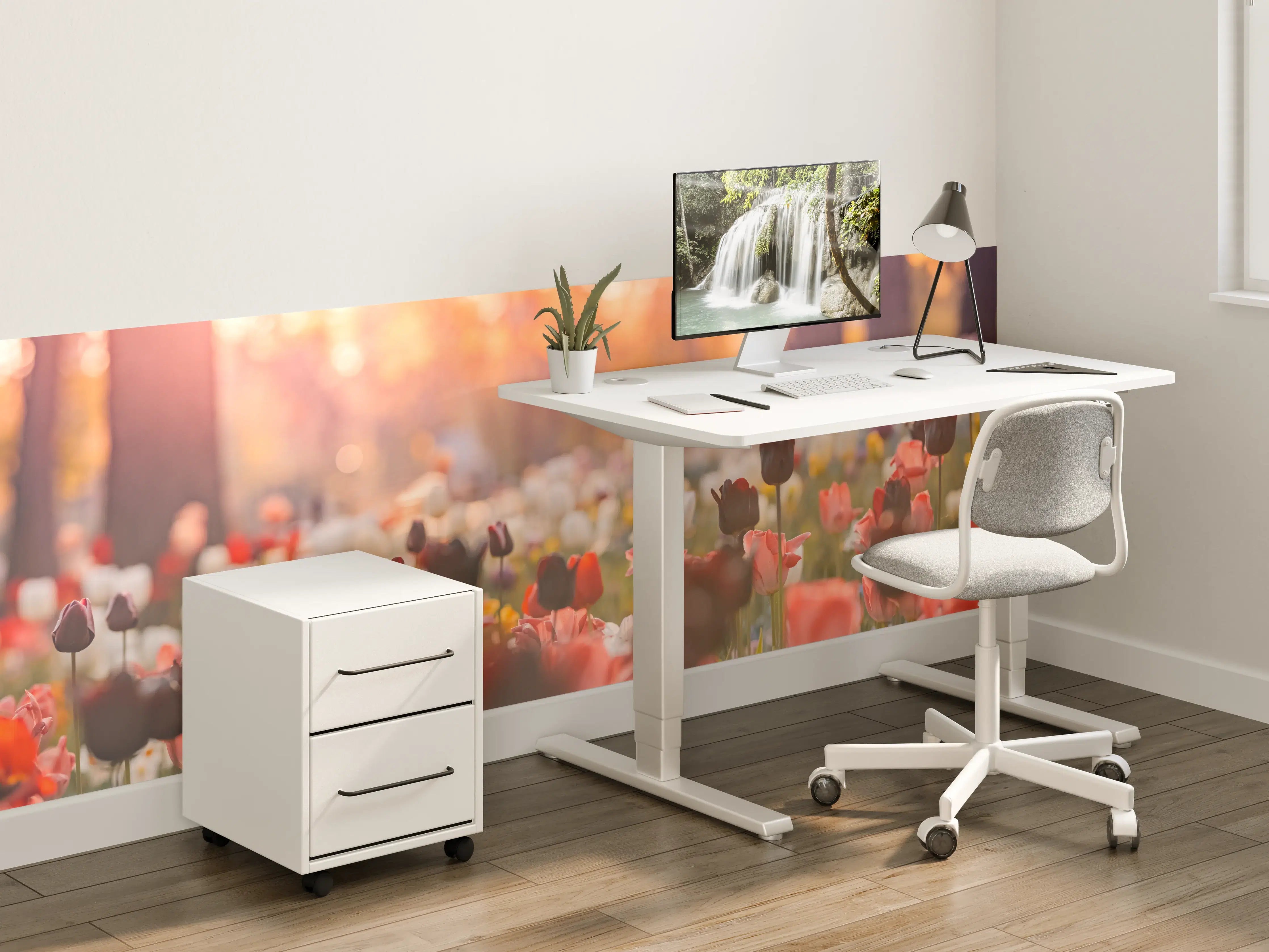 Kinderzimmer Wandgestaltung - Bunte Blumenwiese mit Tulpen