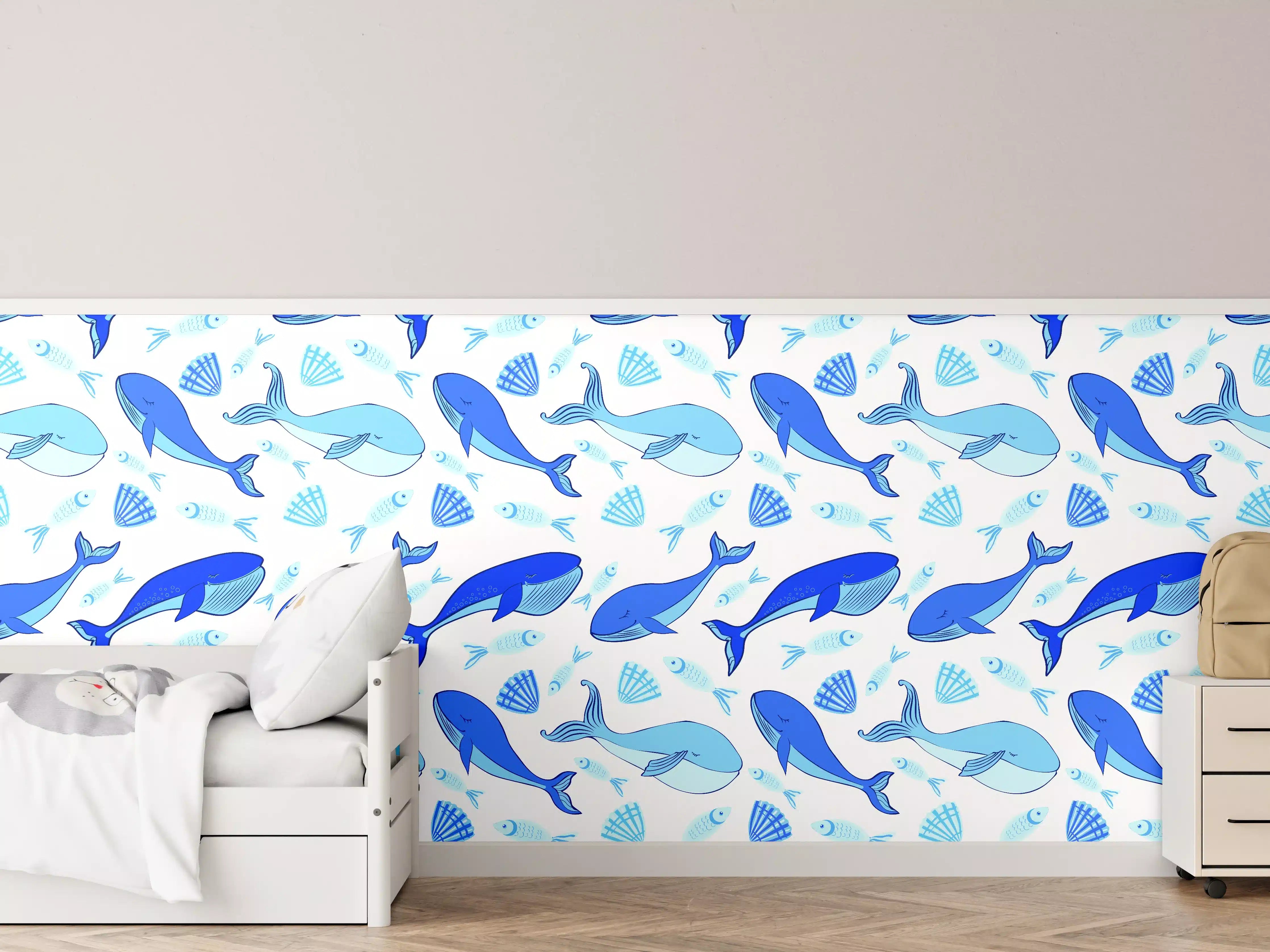 Kinderzimmer Wandgestaltung - Bunte Delfin-Welt mit Meeresmotiven