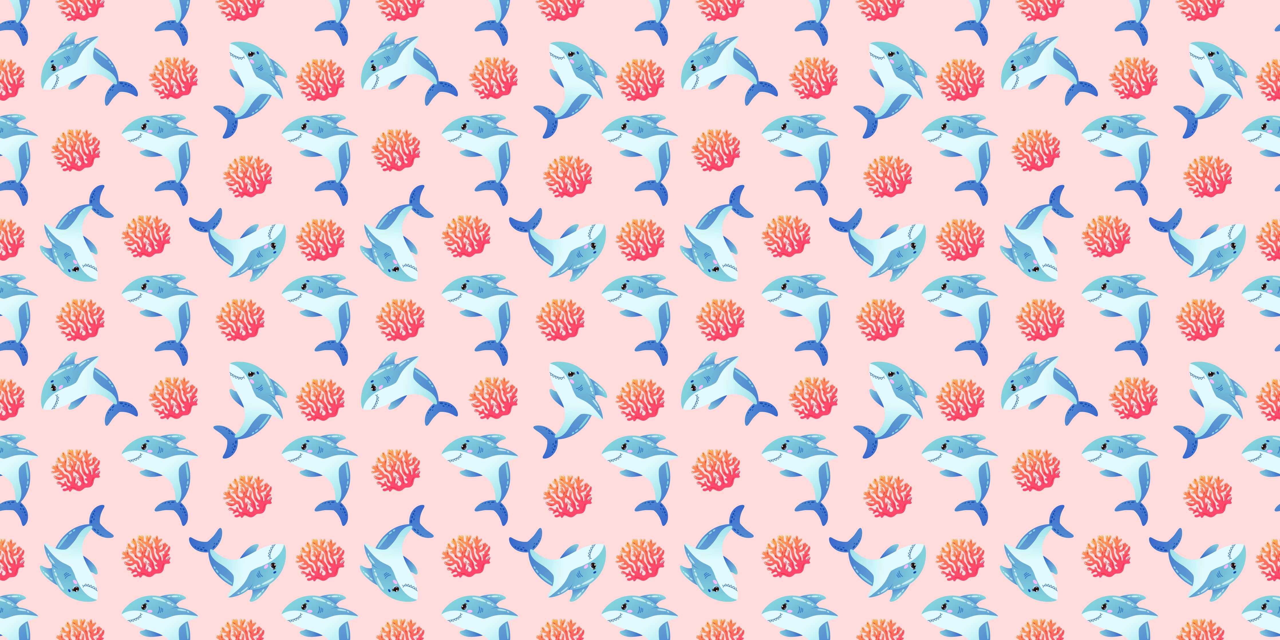 Kinderzimmer Wandgestaltung-Bunte Flamingos und Korallen auf Himmelblau