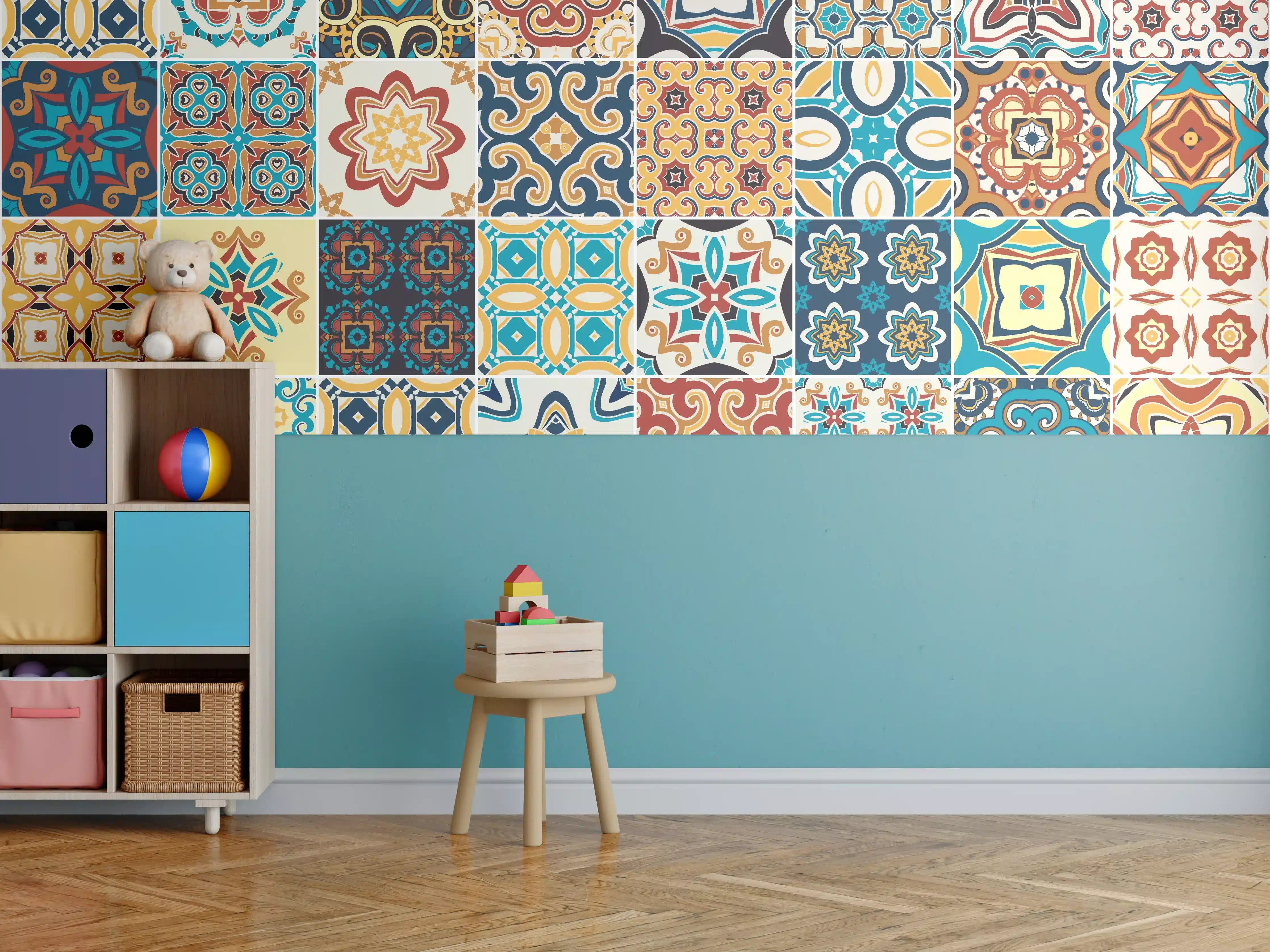 Kinderzimmer Wandgestaltung - Bunte Fliesen Mosaik Designs
