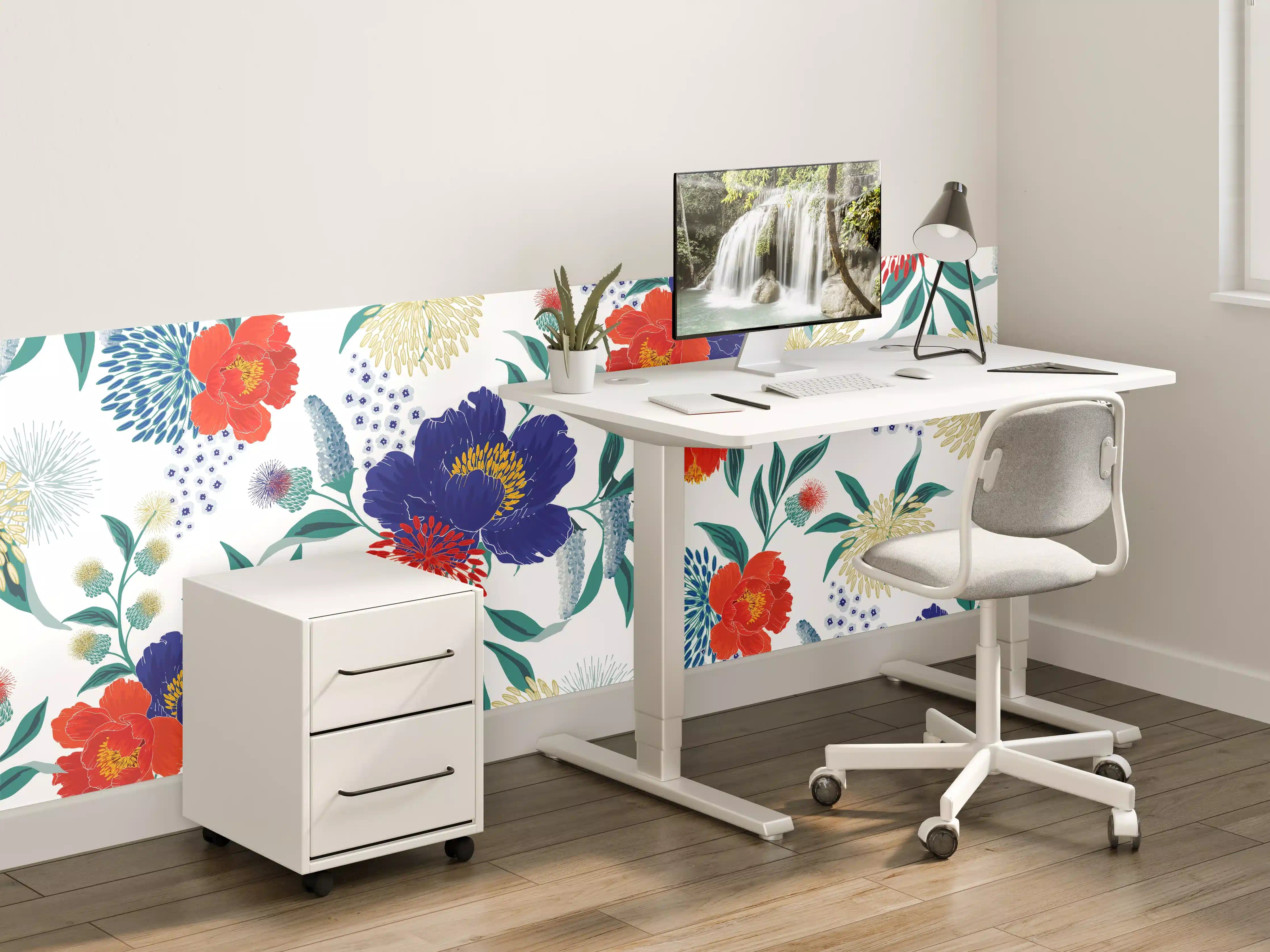 Kinderzimmer Wandgestaltung - Bunte Florale Muster Tapete