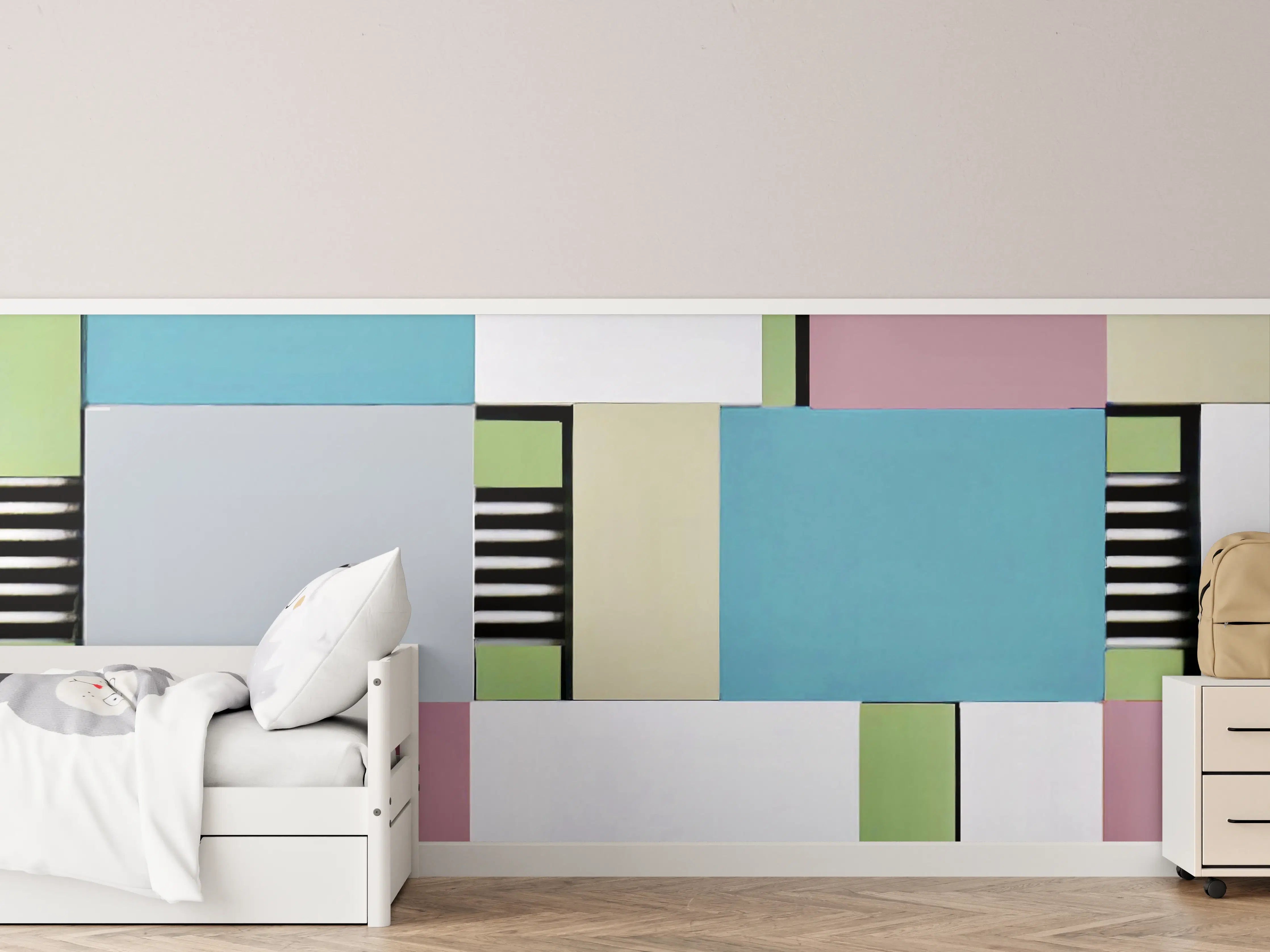 Kinderzimmer Wandgestaltung - Bunte Geometrische Fassadenkunst