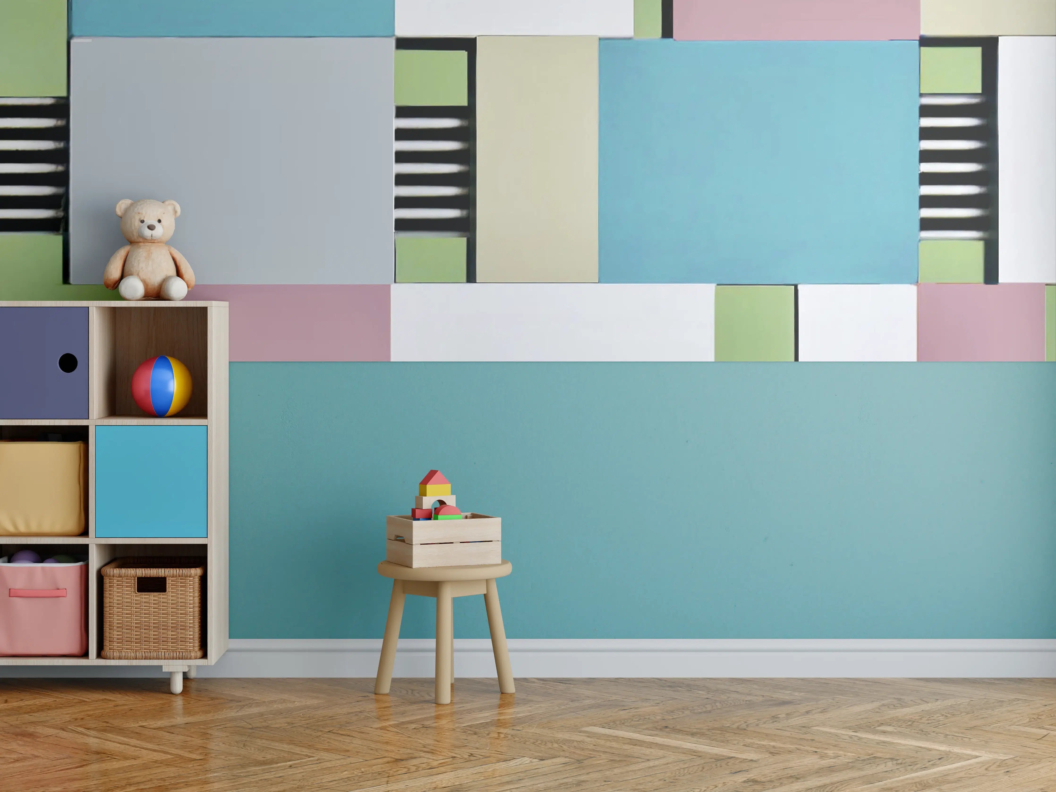 Kinderzimmer Wandgestaltung - Bunte Geometrische Fassadenkunst