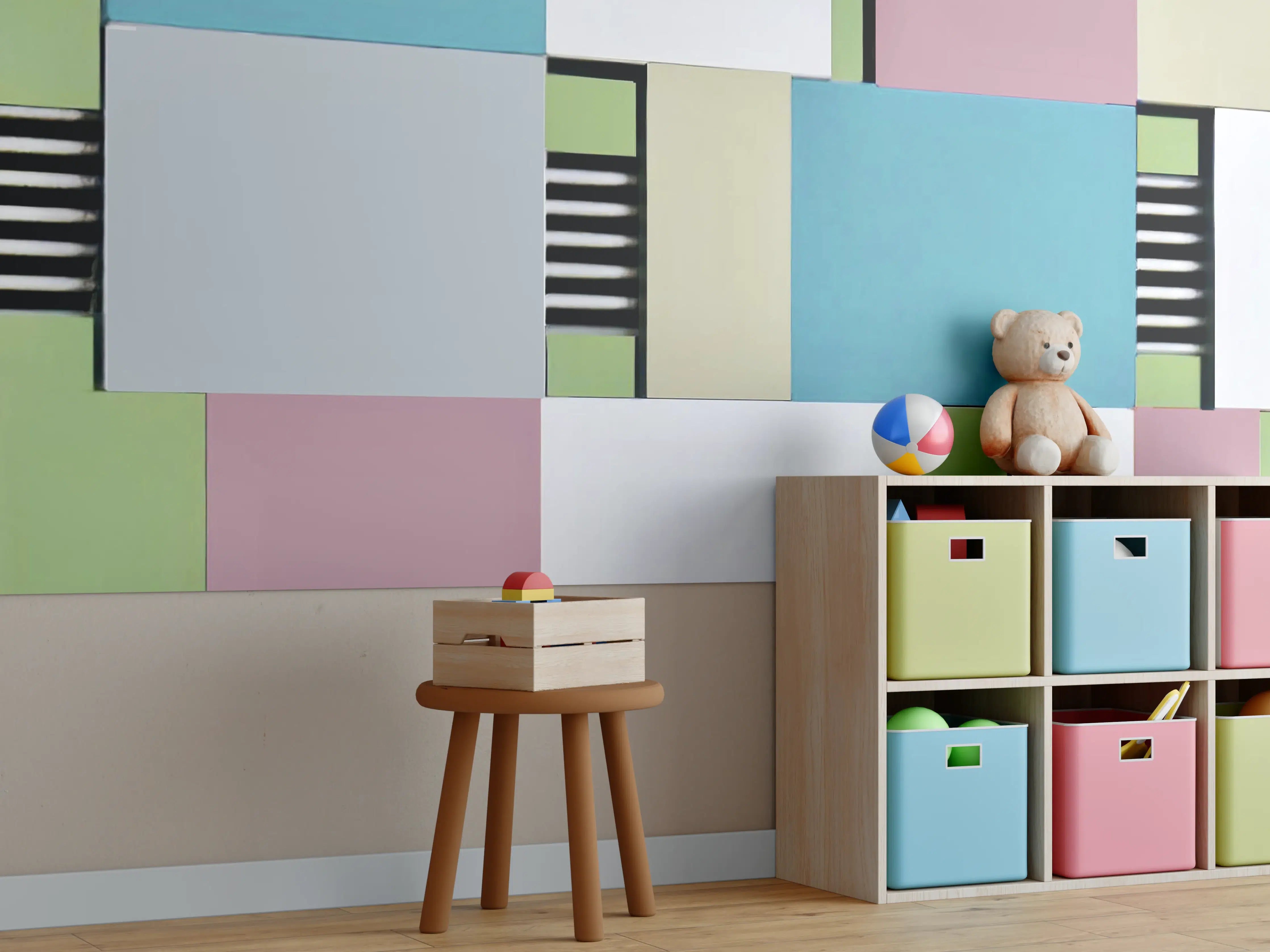 Kinderzimmer Wandgestaltung - Bunte Geometrische Fassadenkunst