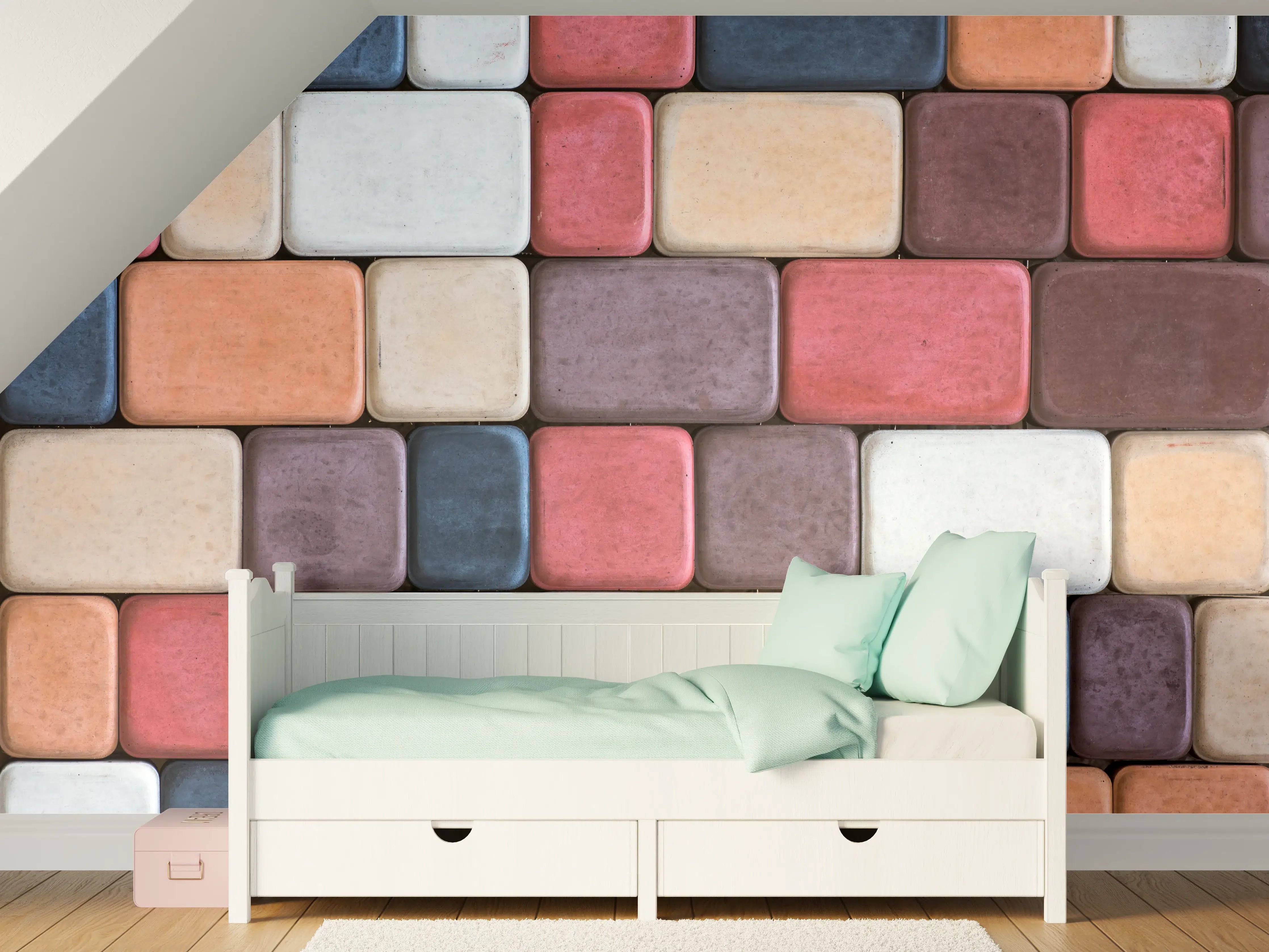 Kinderzimmer Wandgestaltung - Bunte Geometrische Fliesen