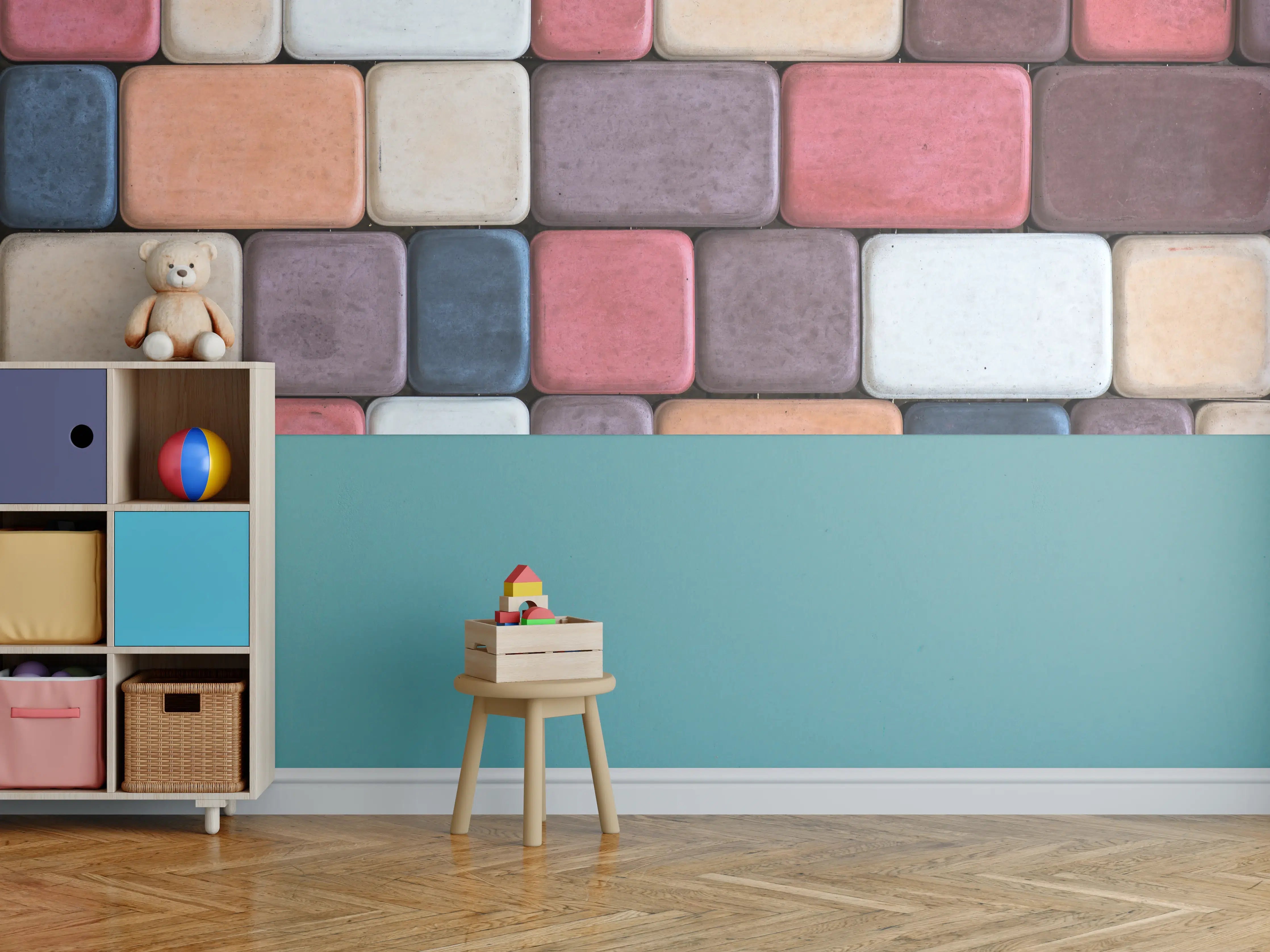 Kinderzimmer Wandgestaltung - Bunte Geometrische Fliesen