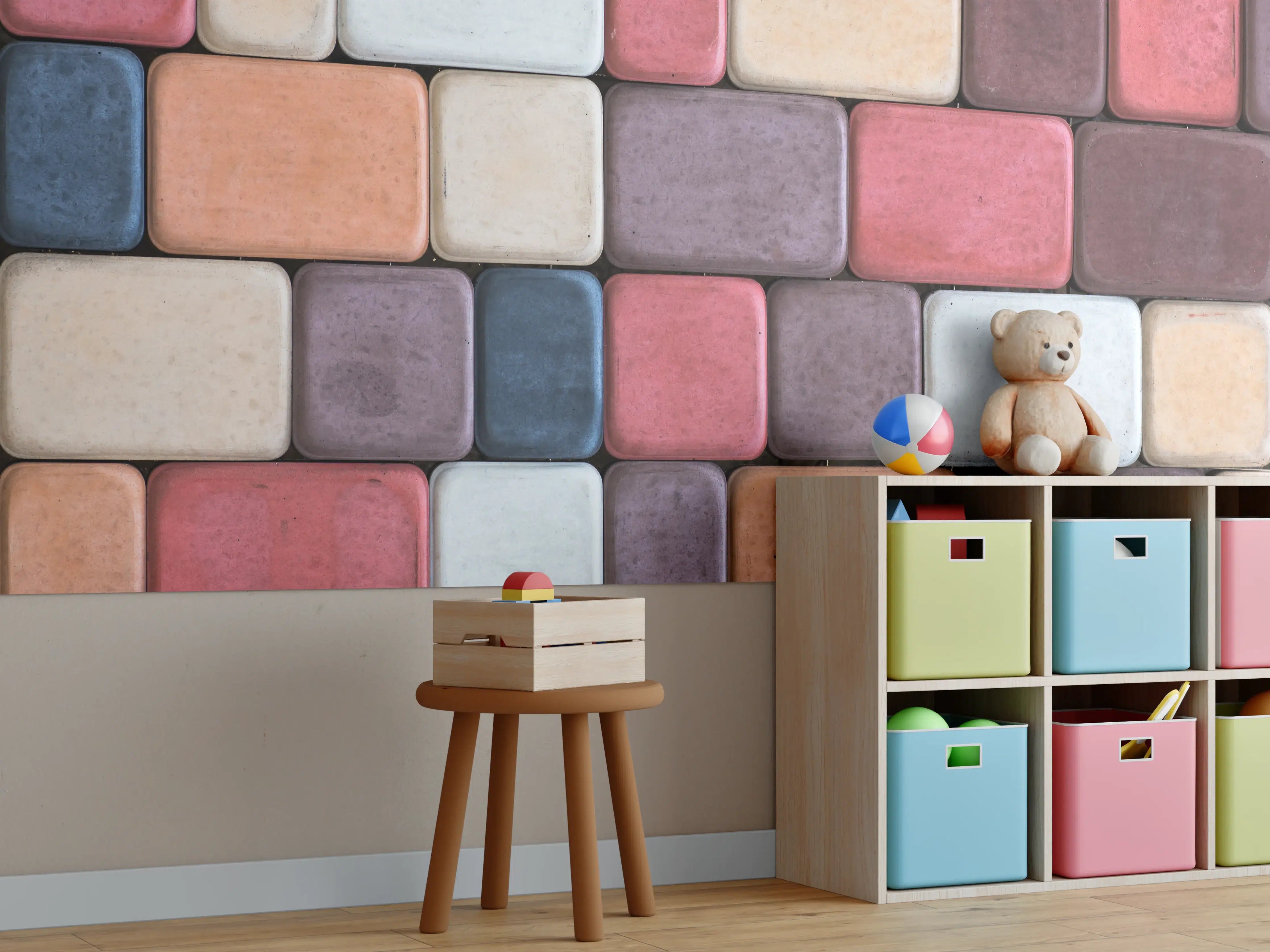 Kinderzimmer Wandgestaltung - Bunte Geometrische Fliesen