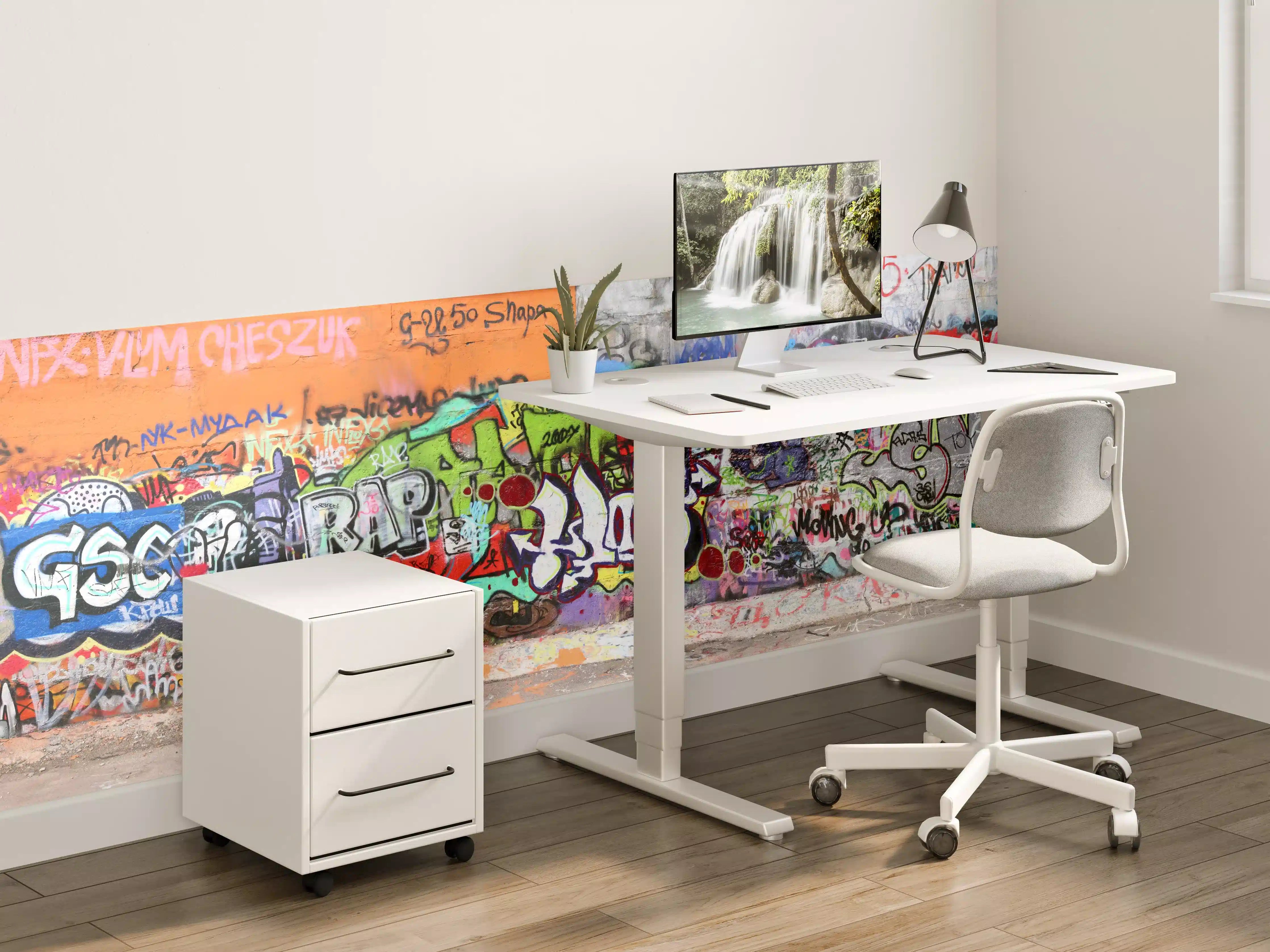 Kinderzimmer Wandgestaltung - Bunte Graffiti-Kunst Wand
