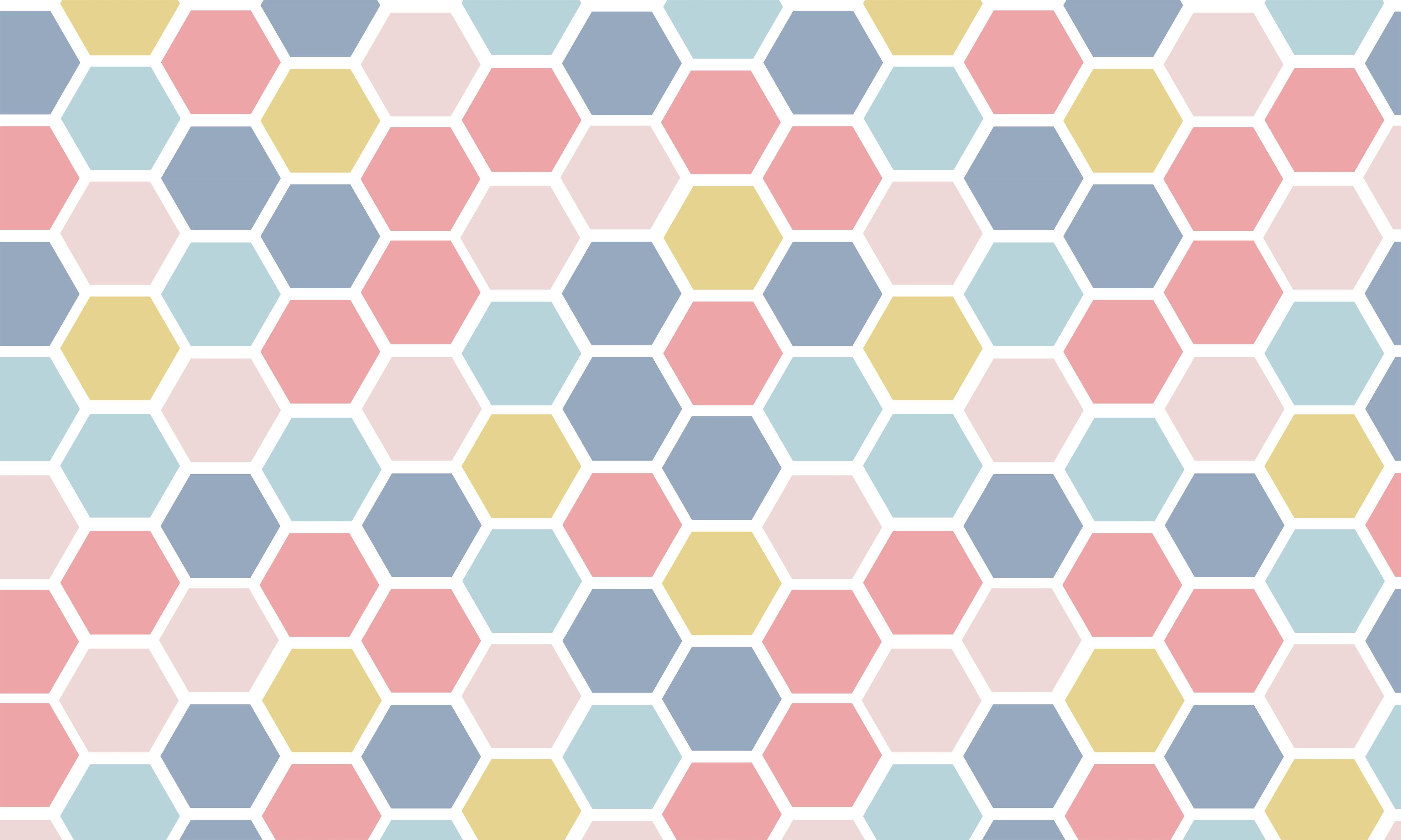 Kinderzimmer Wandgestaltung-Bunte Hexagon-Muster Tapete