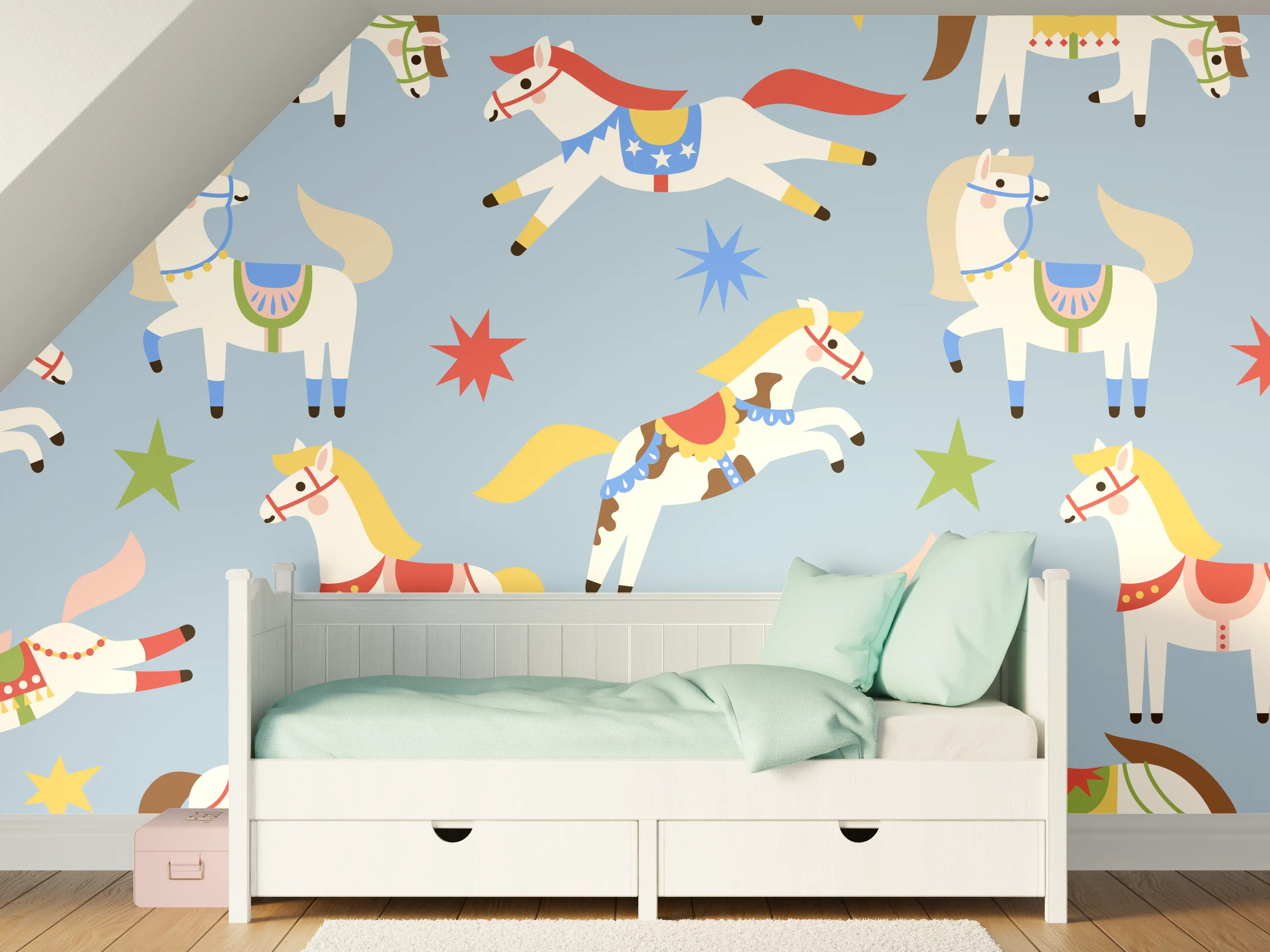 Kinderzimmer Wandgestaltung - Bunte Hobbymaler mit Pinsel und Farben
