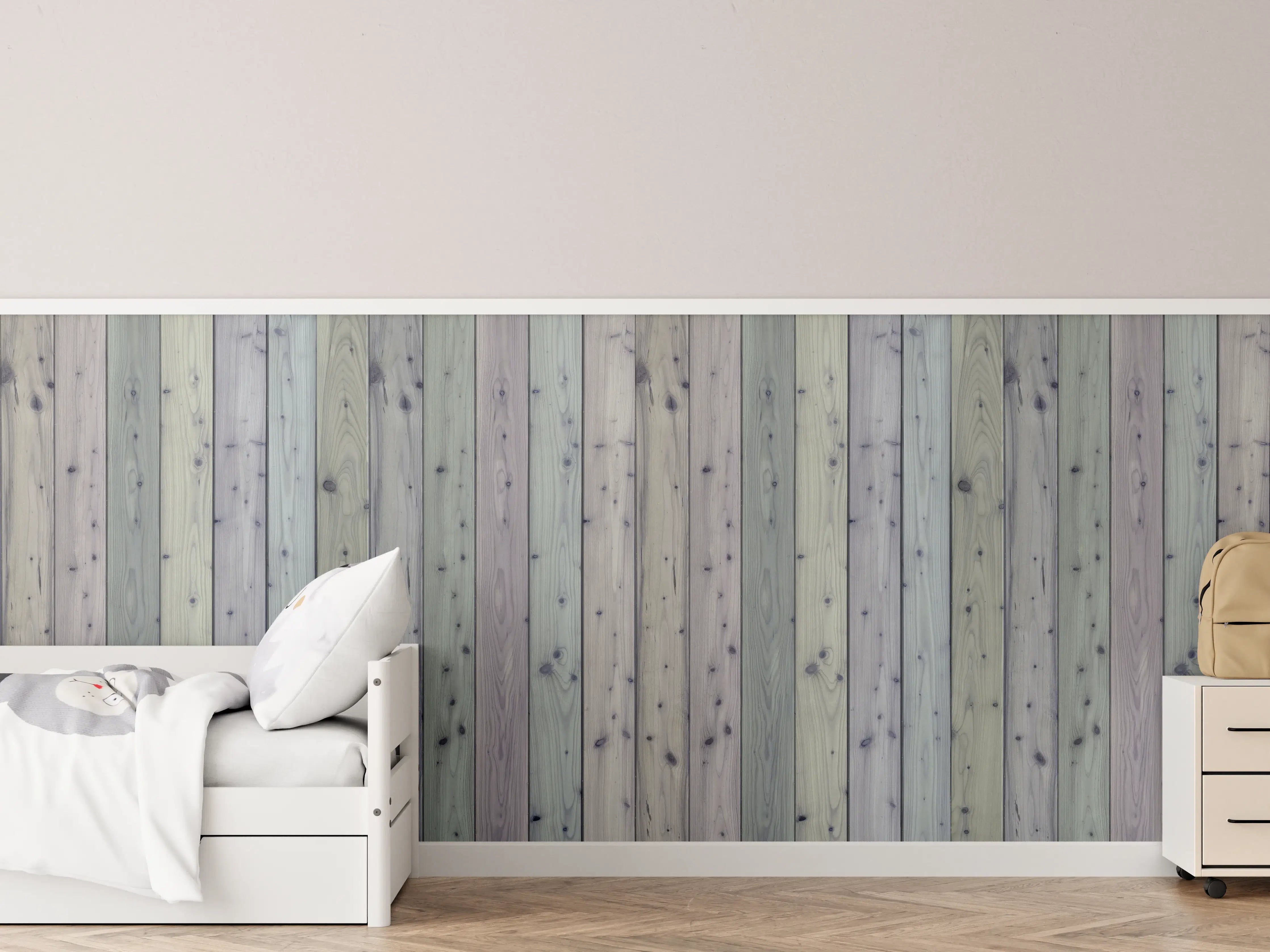 Kinderzimmer Wandgestaltung - Bunte Holz Wand Textur