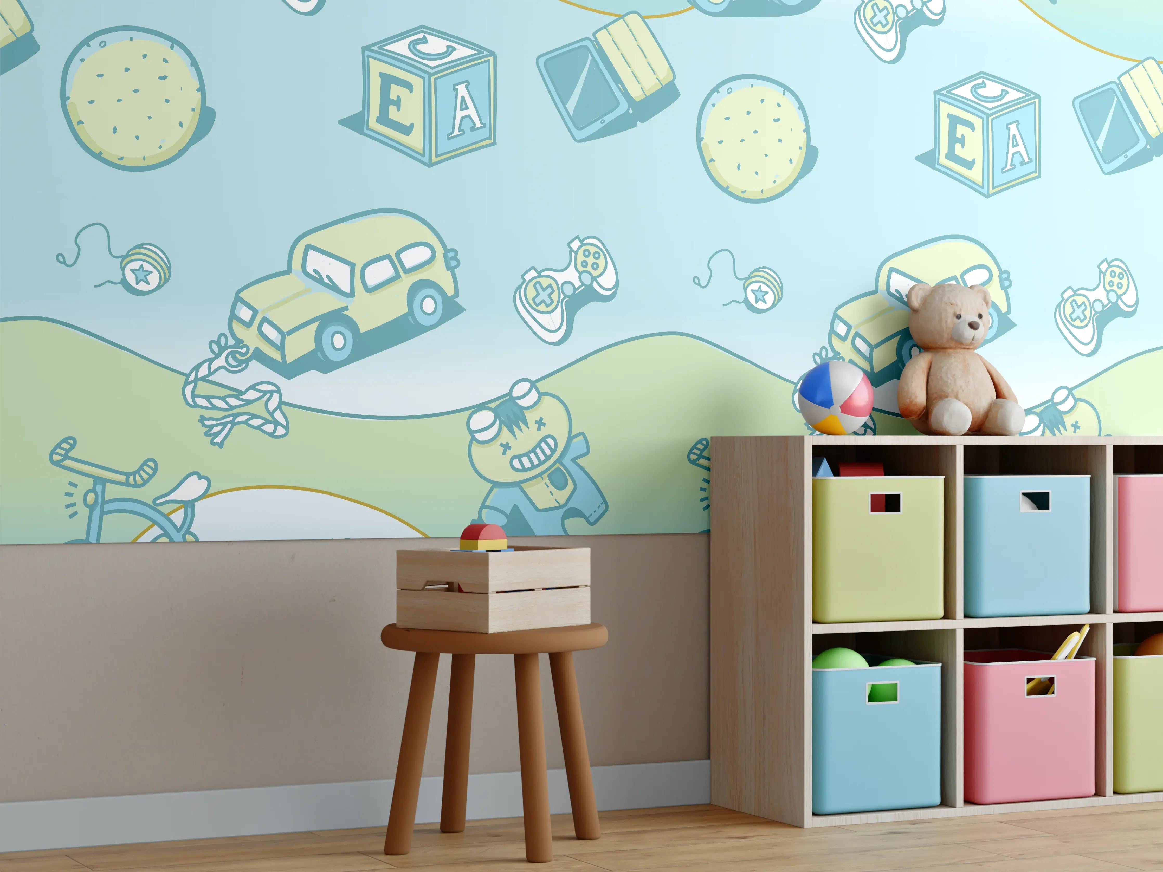 Kinderzimmer Wandgestaltung - Bunte Kinderzimmer Fahrzeugmotive