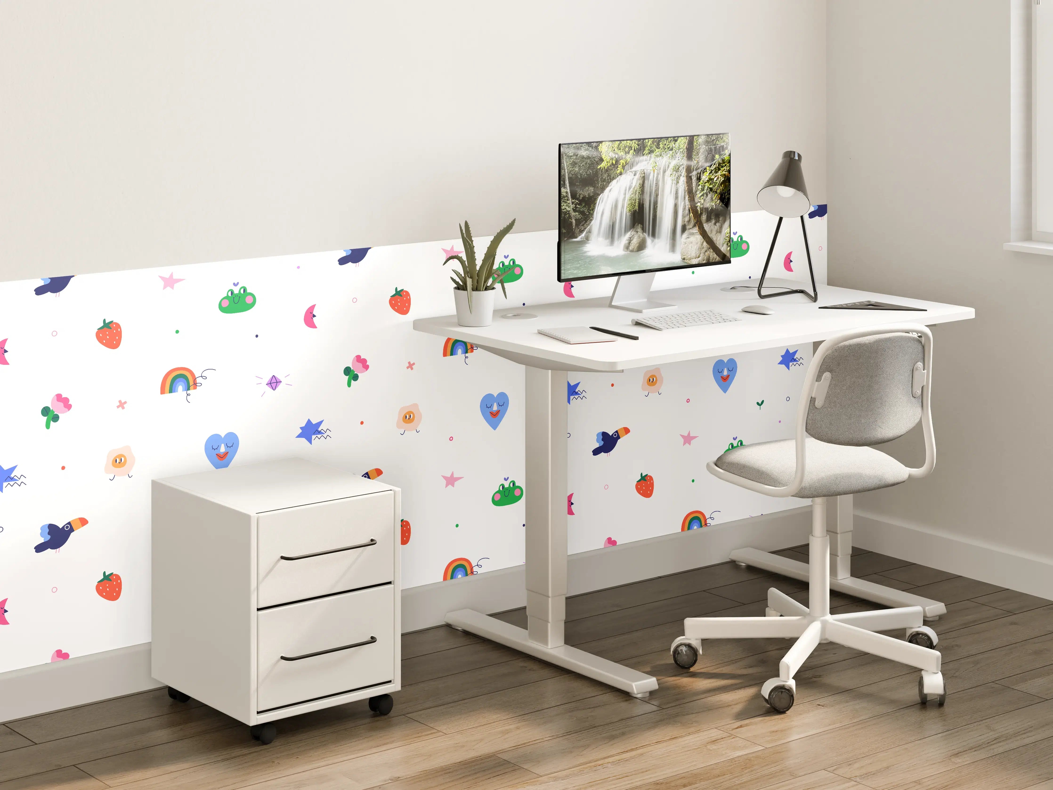 Kinderzimmer Wandgestaltung - Bunte Kinderzimmerwelt mit Regenbogenmotiven