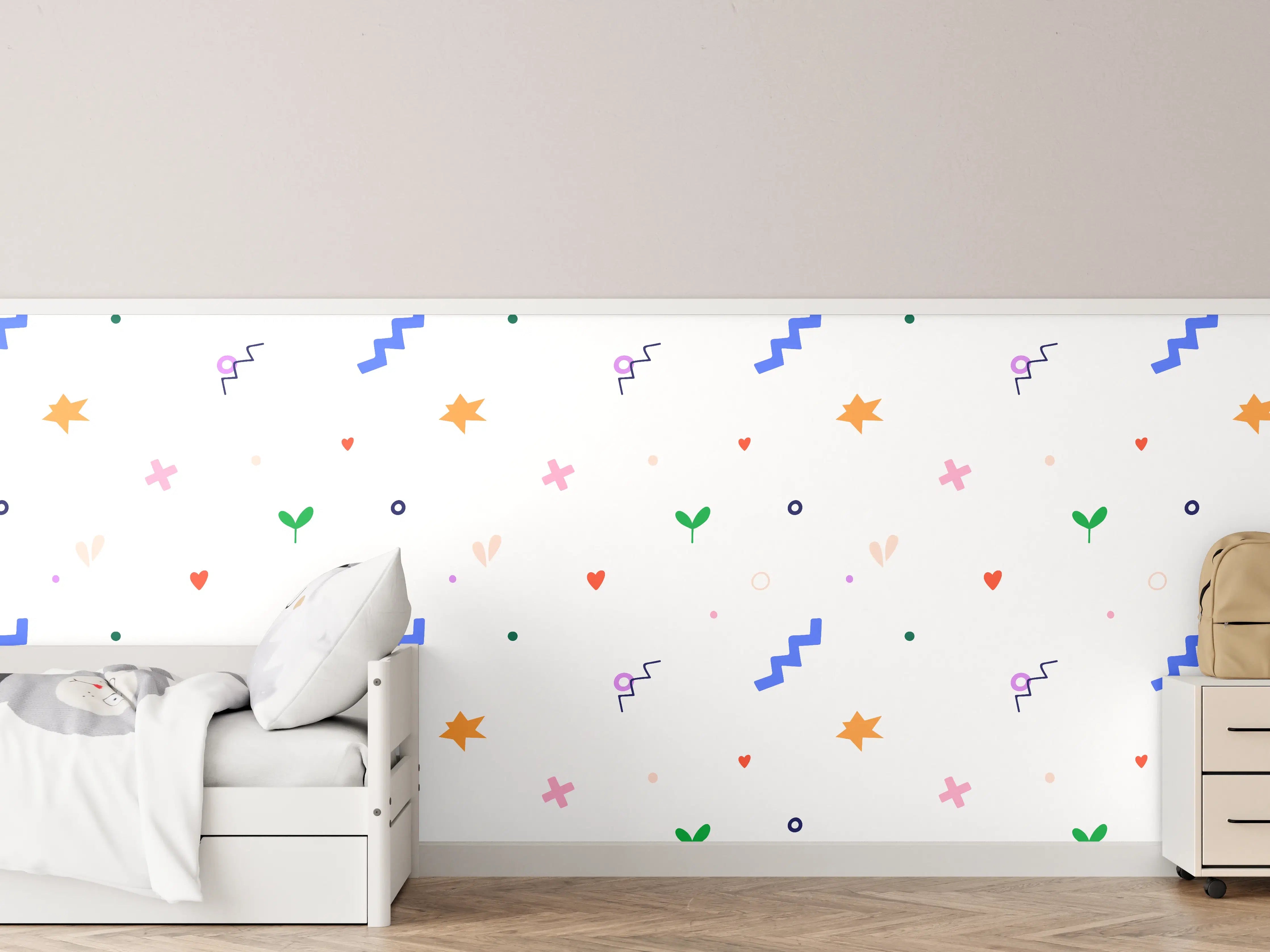 Kinderzimmer Wandgestaltung - Bunte Konfetti-Textur mit Pastellfarben
