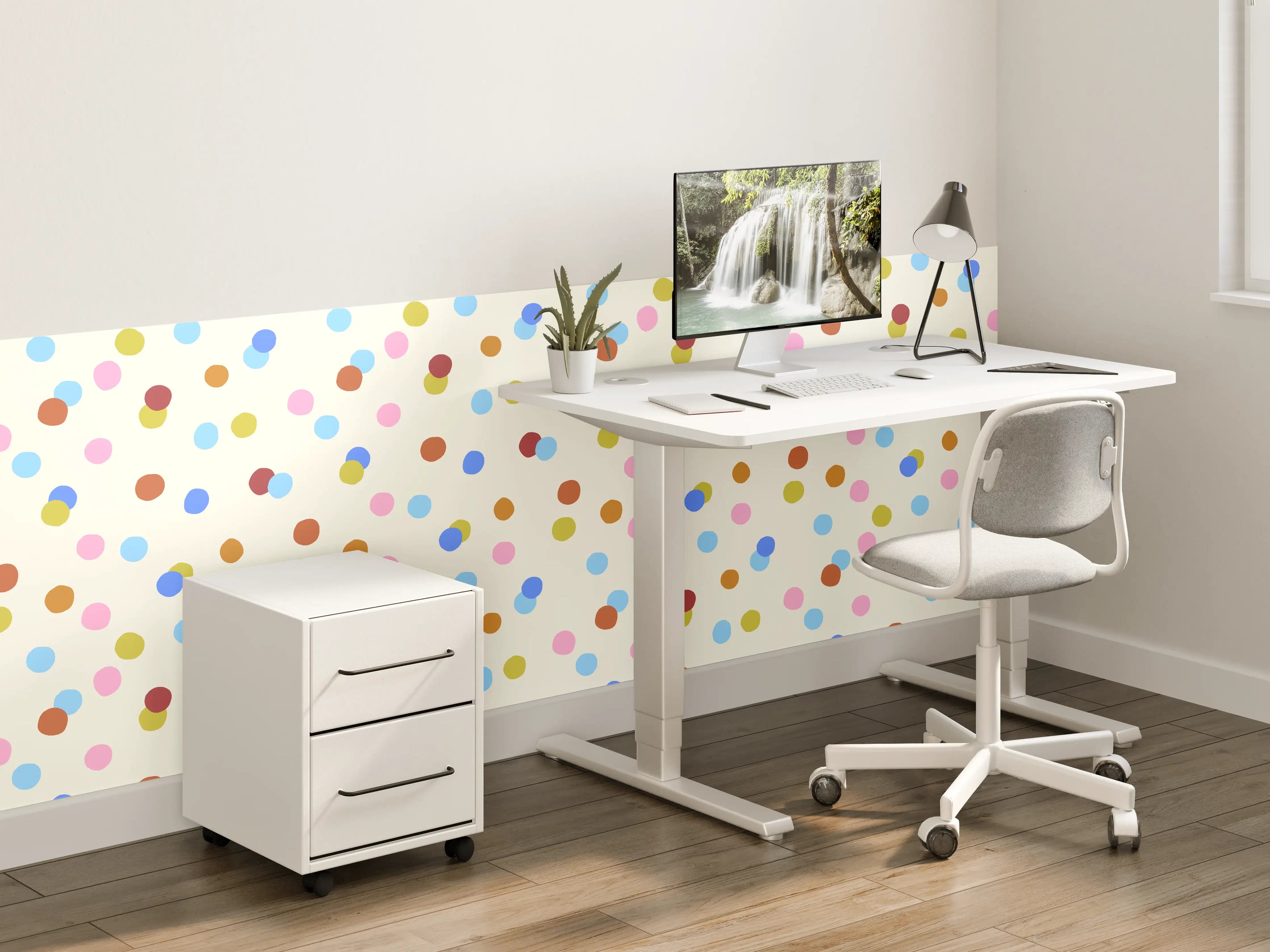 Kinderzimmer Wandgestaltung - Bunte Konfettimuster in Pastellfarben