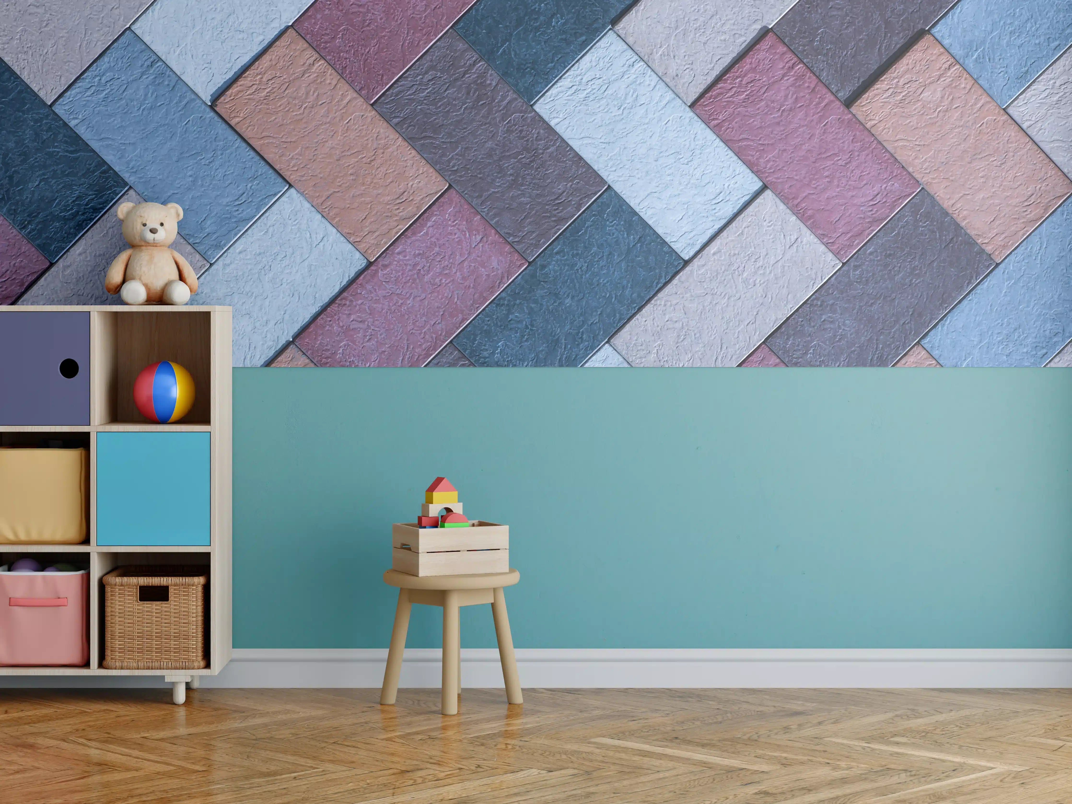 Kinderzimmer Wandgestaltung - Bunte Leder Textur Maserung