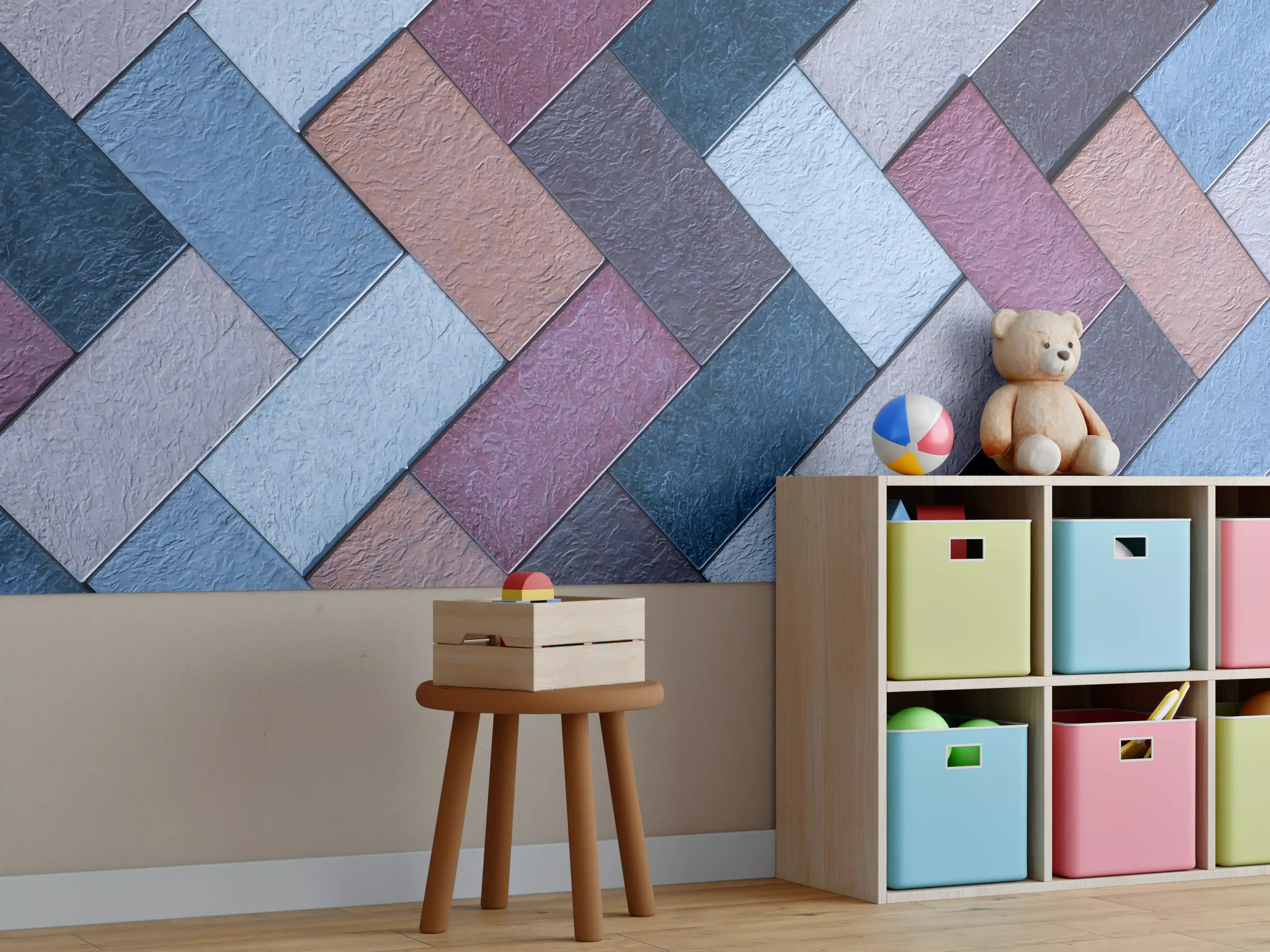 Kinderzimmer Wandgestaltung - Bunte Leder Textur Maserung
