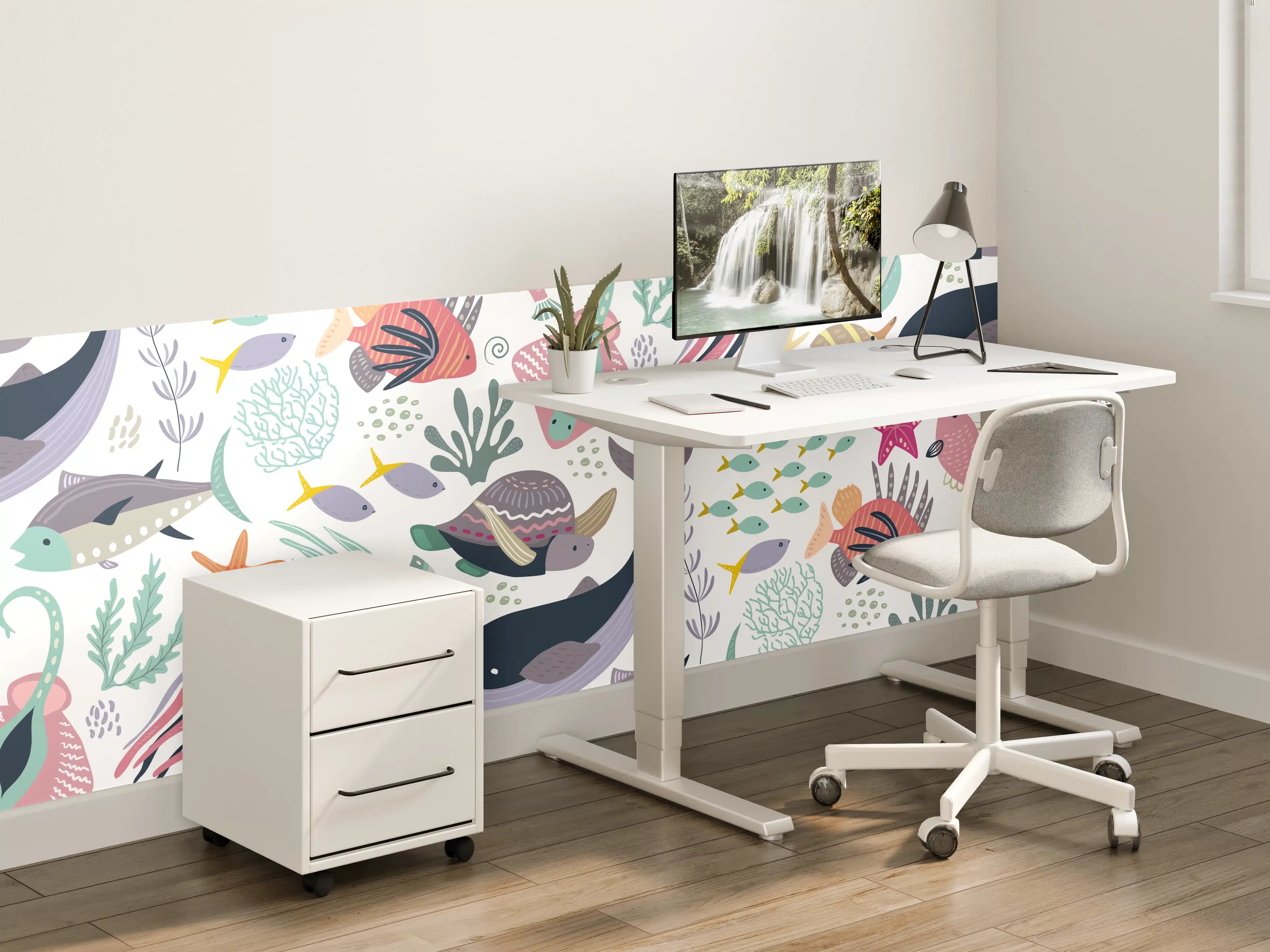 Kinderzimmer Wandgestaltung - Bunte Meereswelt Illustration