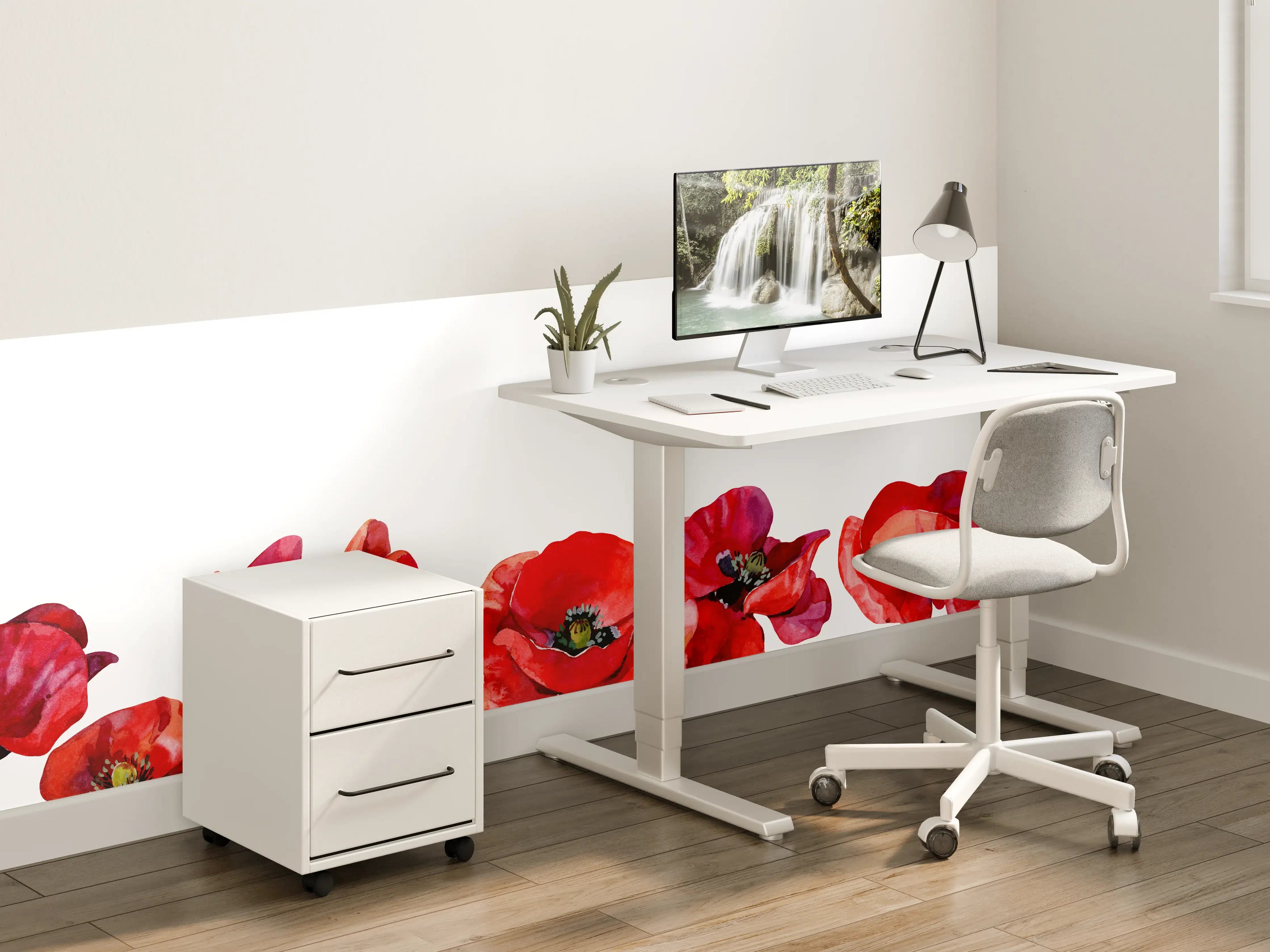 Kinderzimmer Wandgestaltung - Bunte Mohnblumen in Nahaufnahme