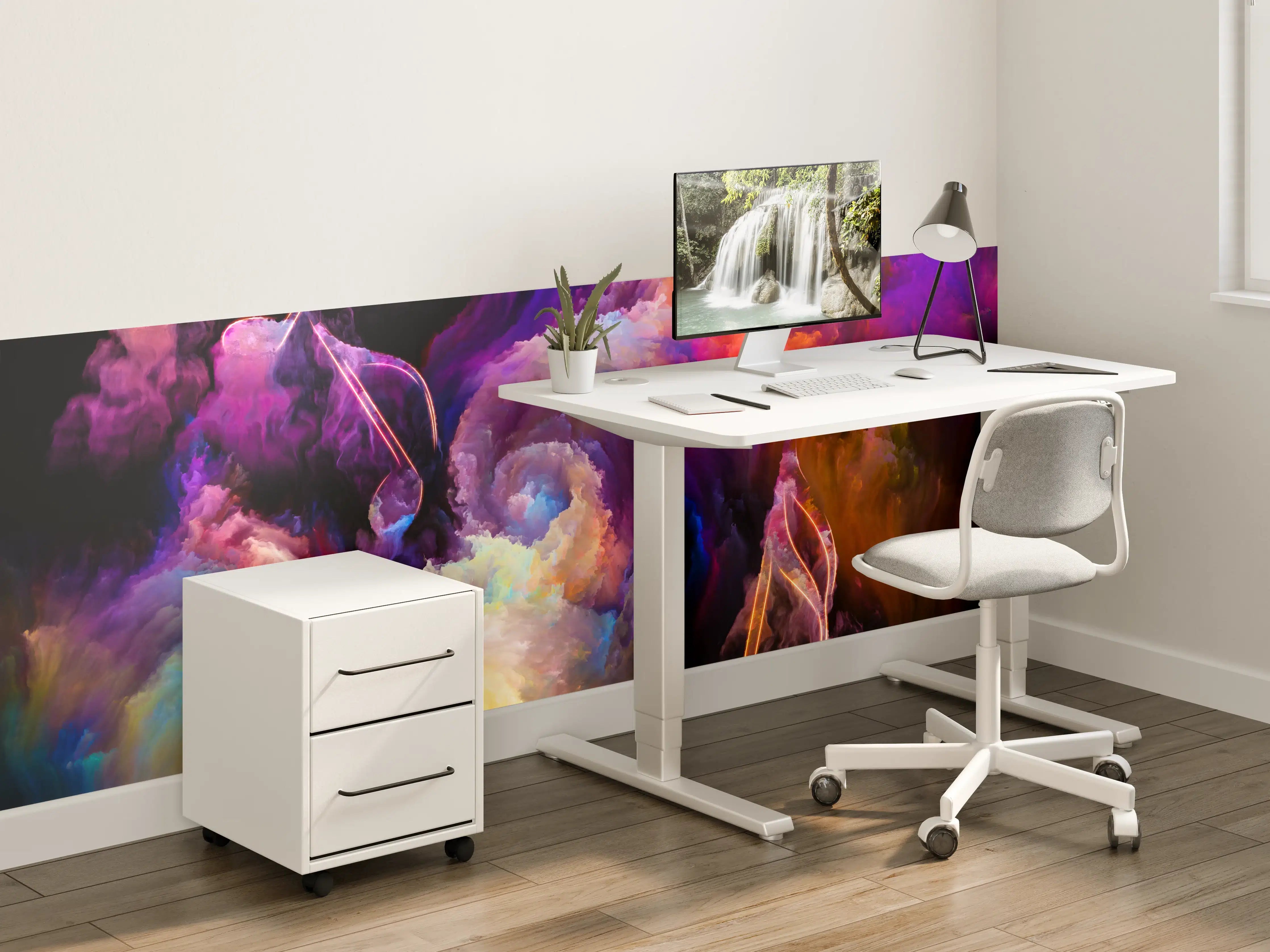 Kinderzimmer Wandgestaltung - Bunte Nebel-Explosion mit musikalischer Note