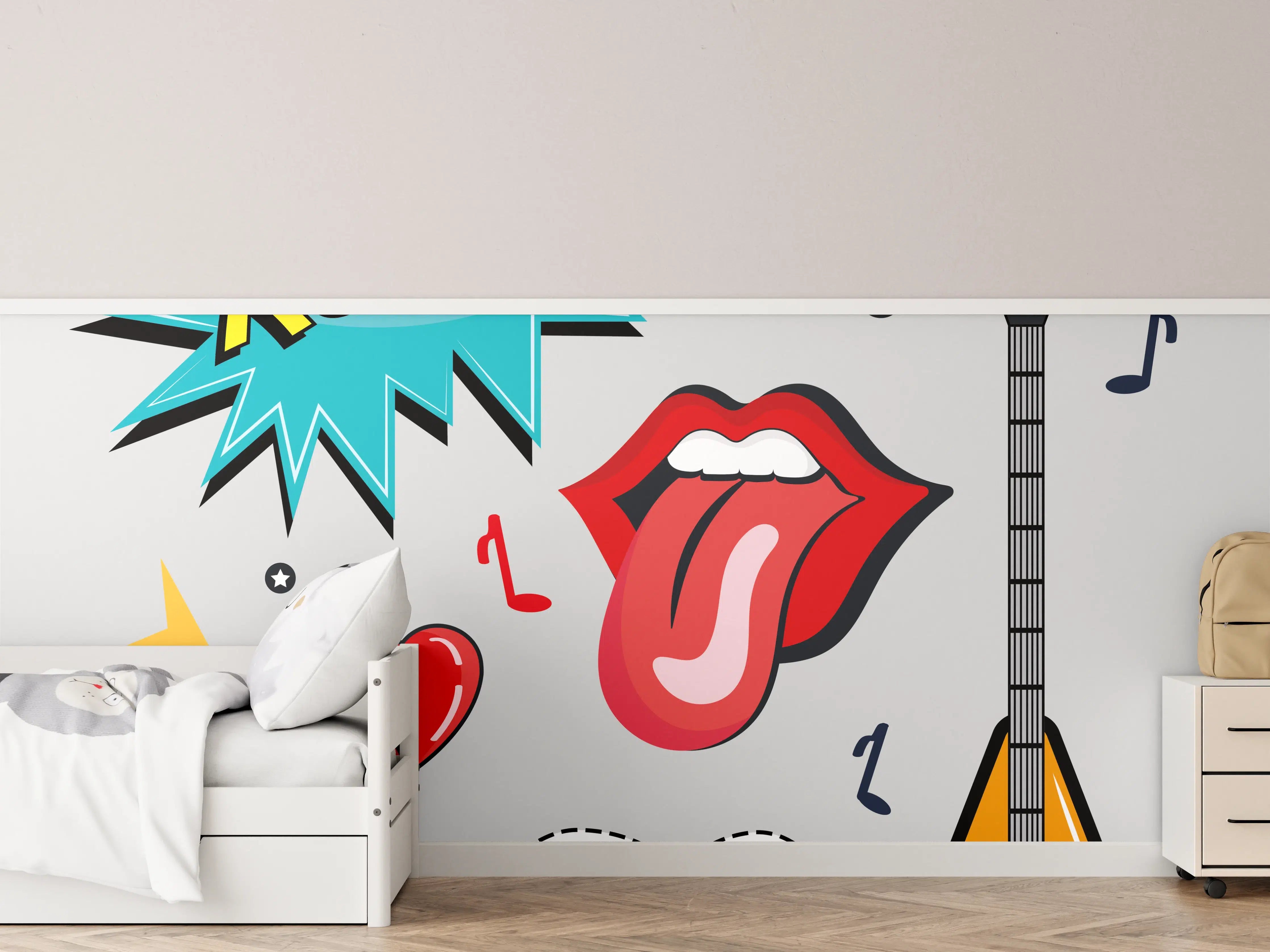 Kinderzimmer Wandgestaltung - Bunte Rock- und Musik-Details