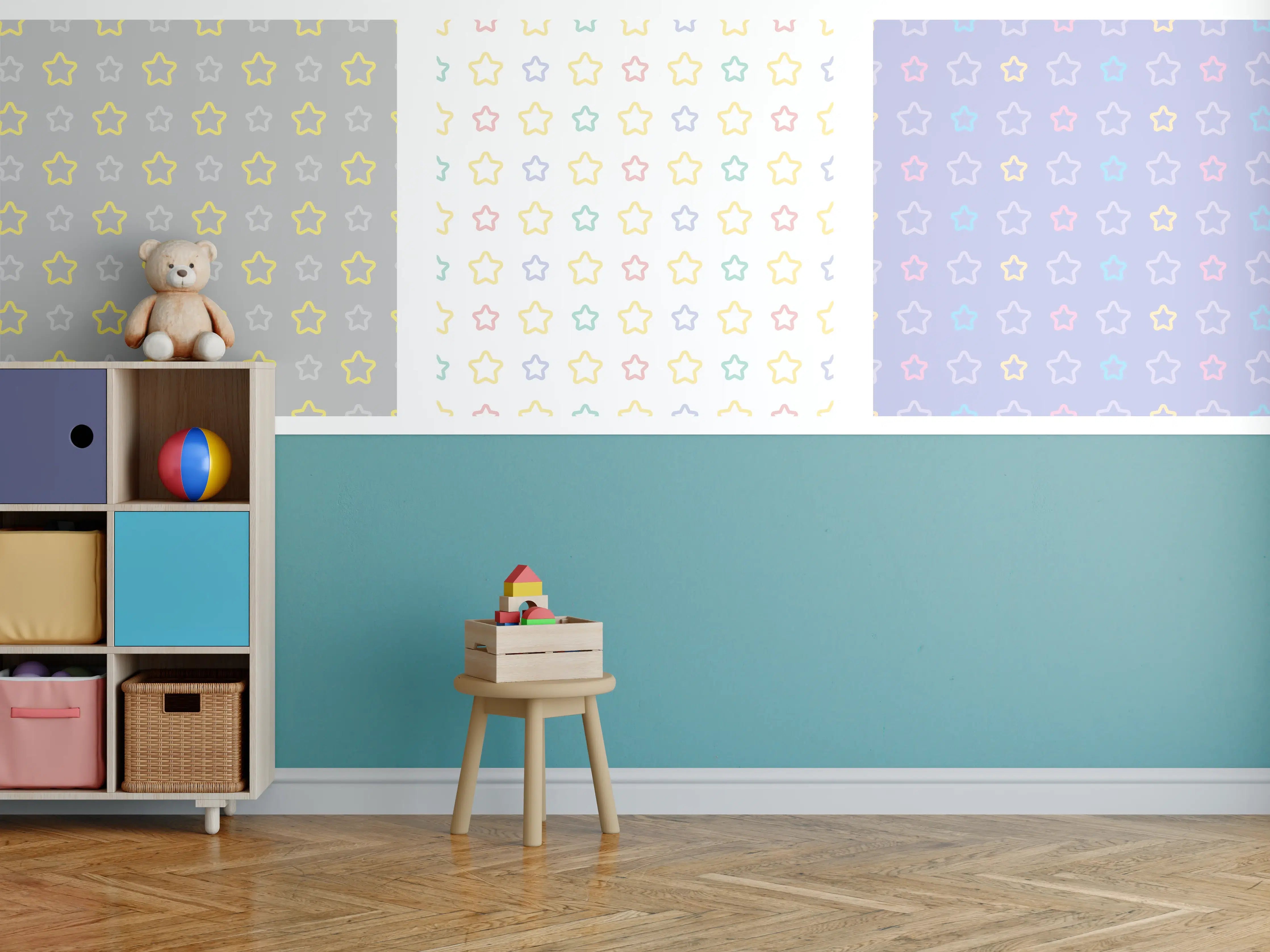 Kinderzimmer Wandgestaltung - Bunte Sternmuster Vielfalt