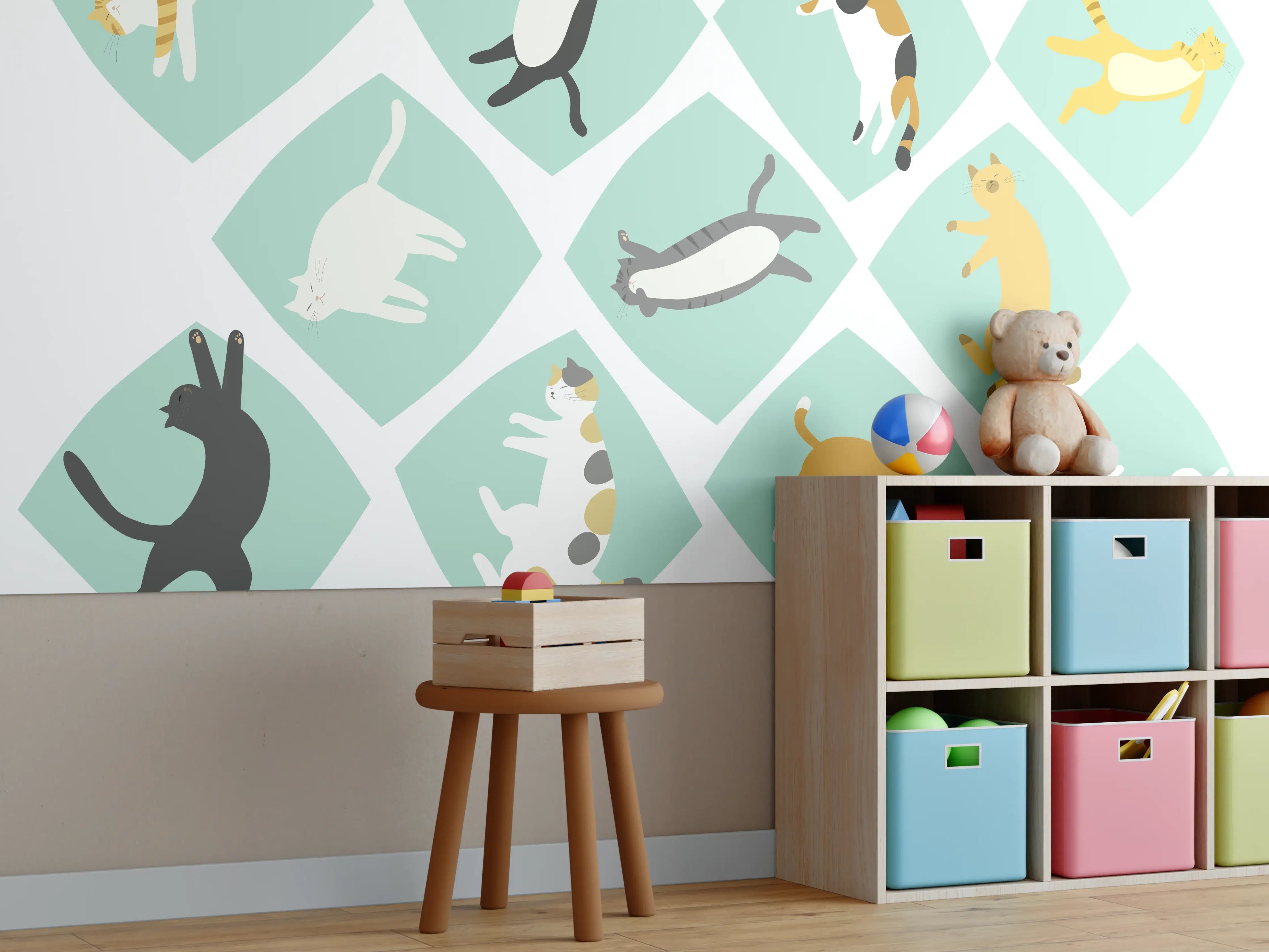 Kinderzimmer Wandgestaltung - Bunte Tierillustrationen Muster