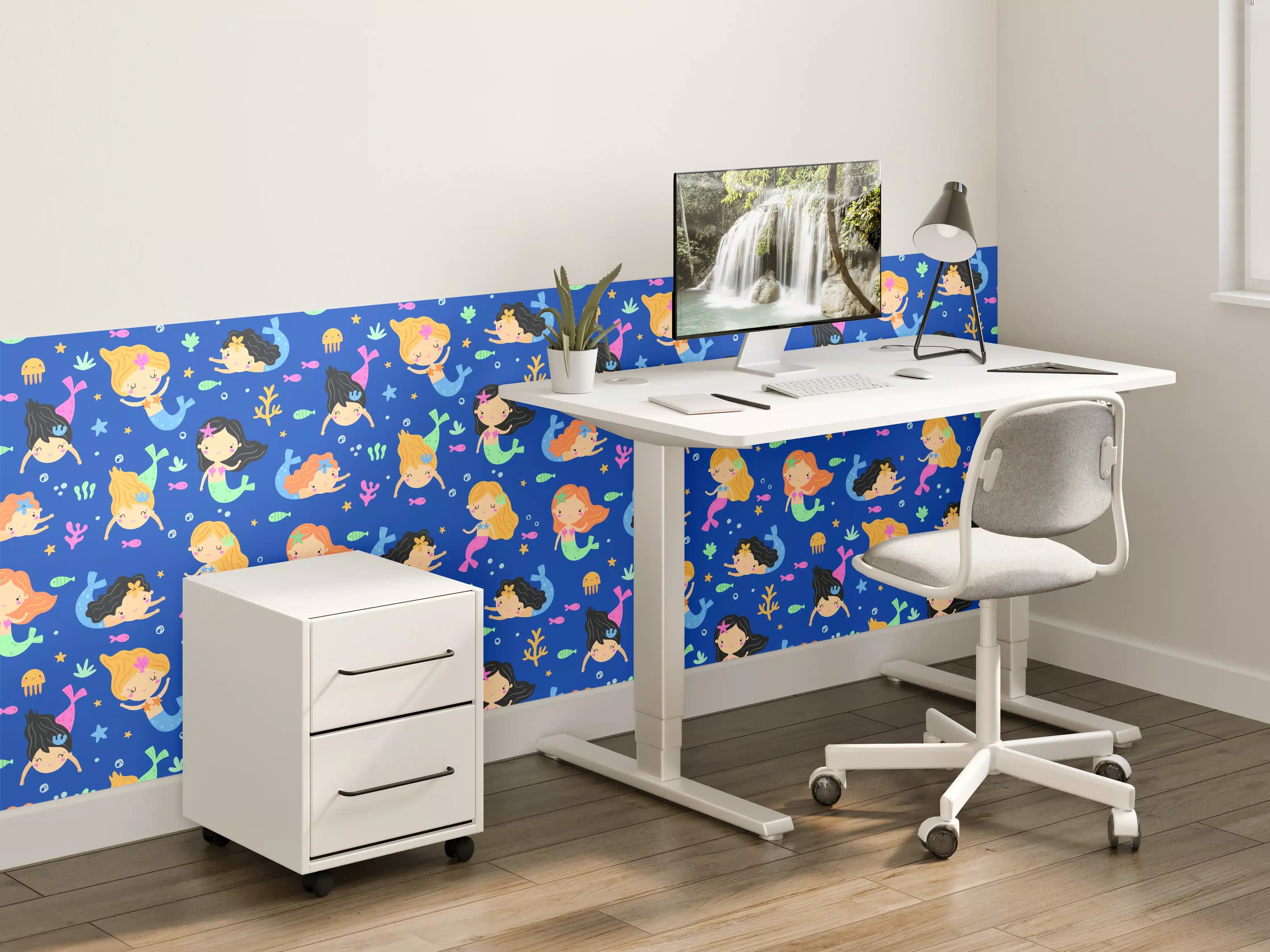 Kinderzimmer Wandgestaltung - Bunte Unterwasserwelt mit Meeresbewohnern