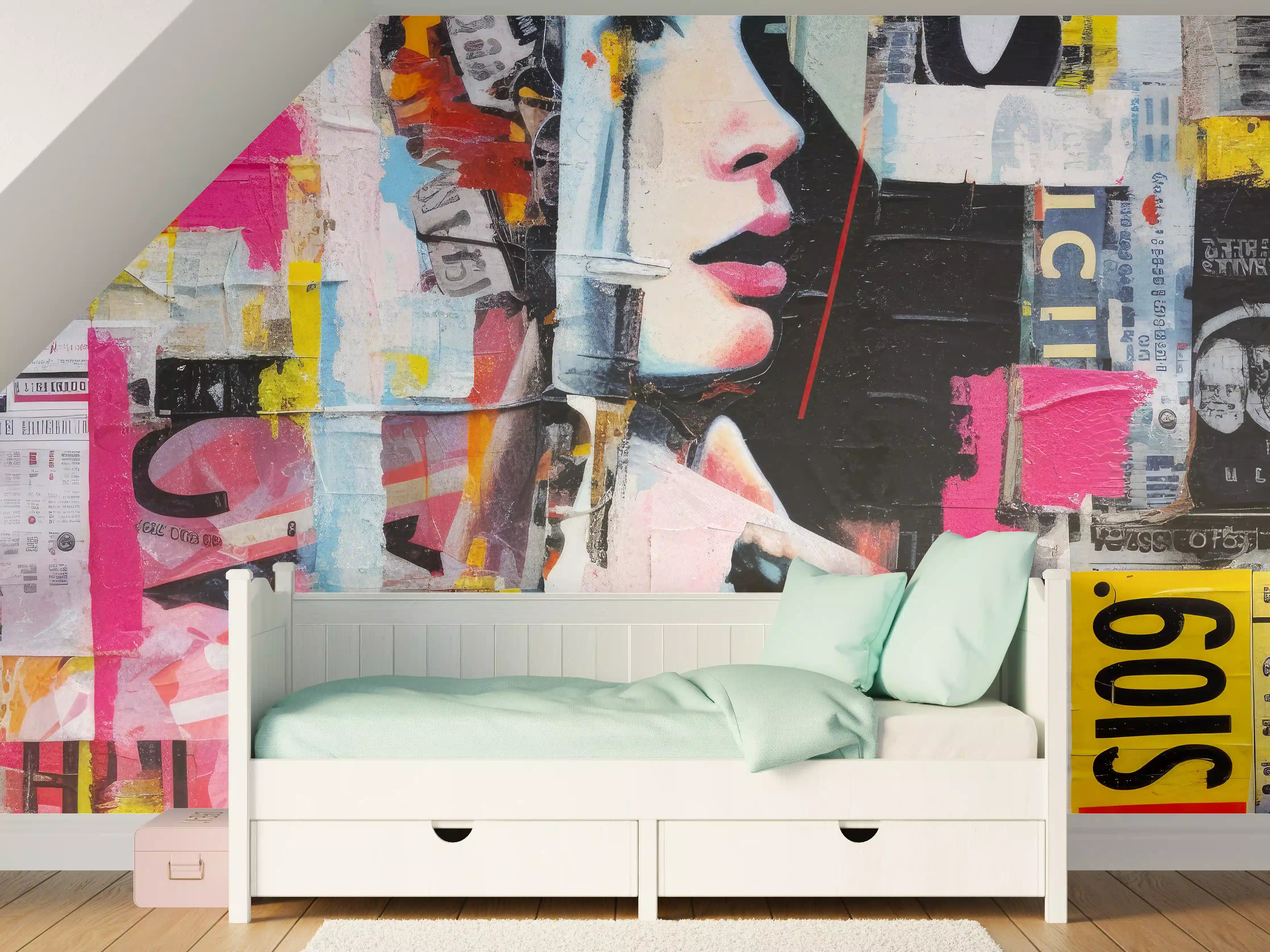Kinderzimmer Wandgestaltung - Bunte Urban-Art-Kollage