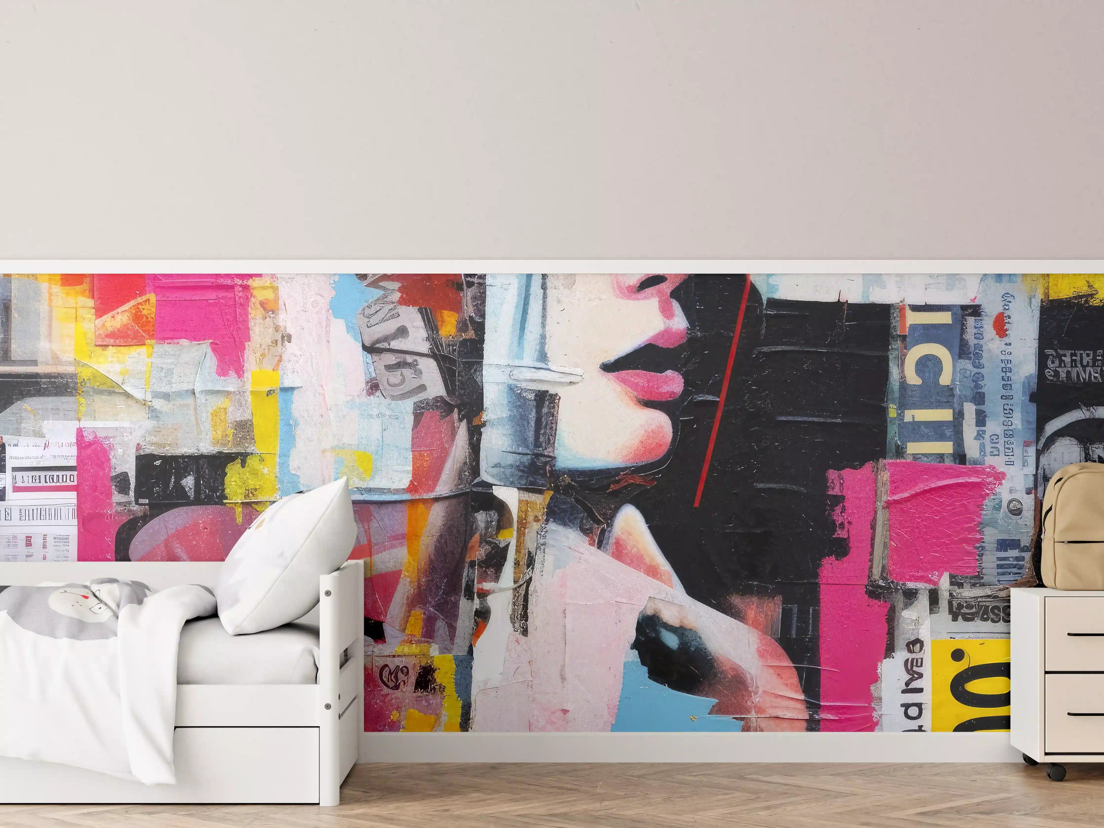 Kinderzimmer Wandgestaltung - Bunte Urban-Art-Kollage