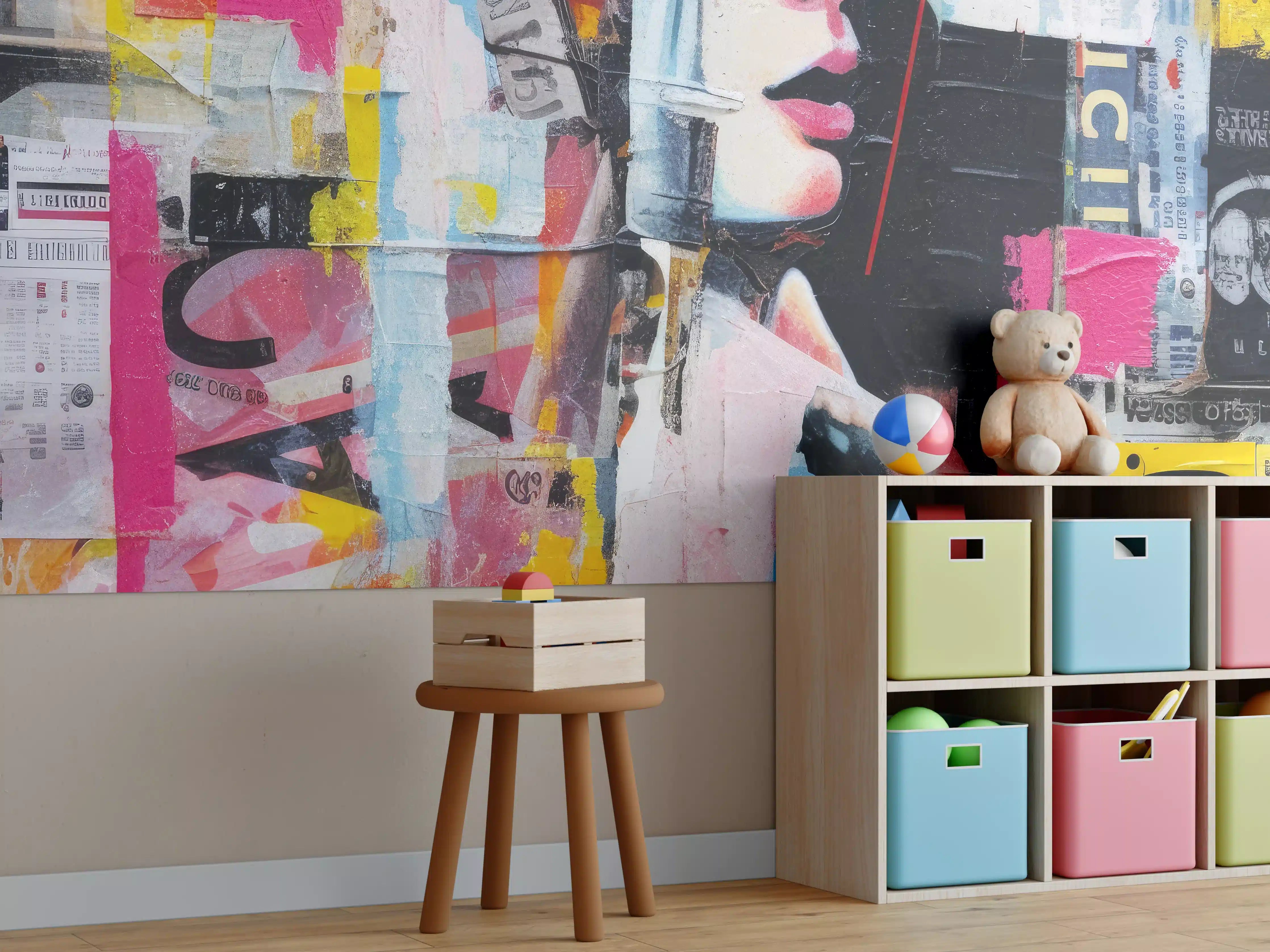 Kinderzimmer Wandgestaltung - Bunte Urban-Art-Kollage