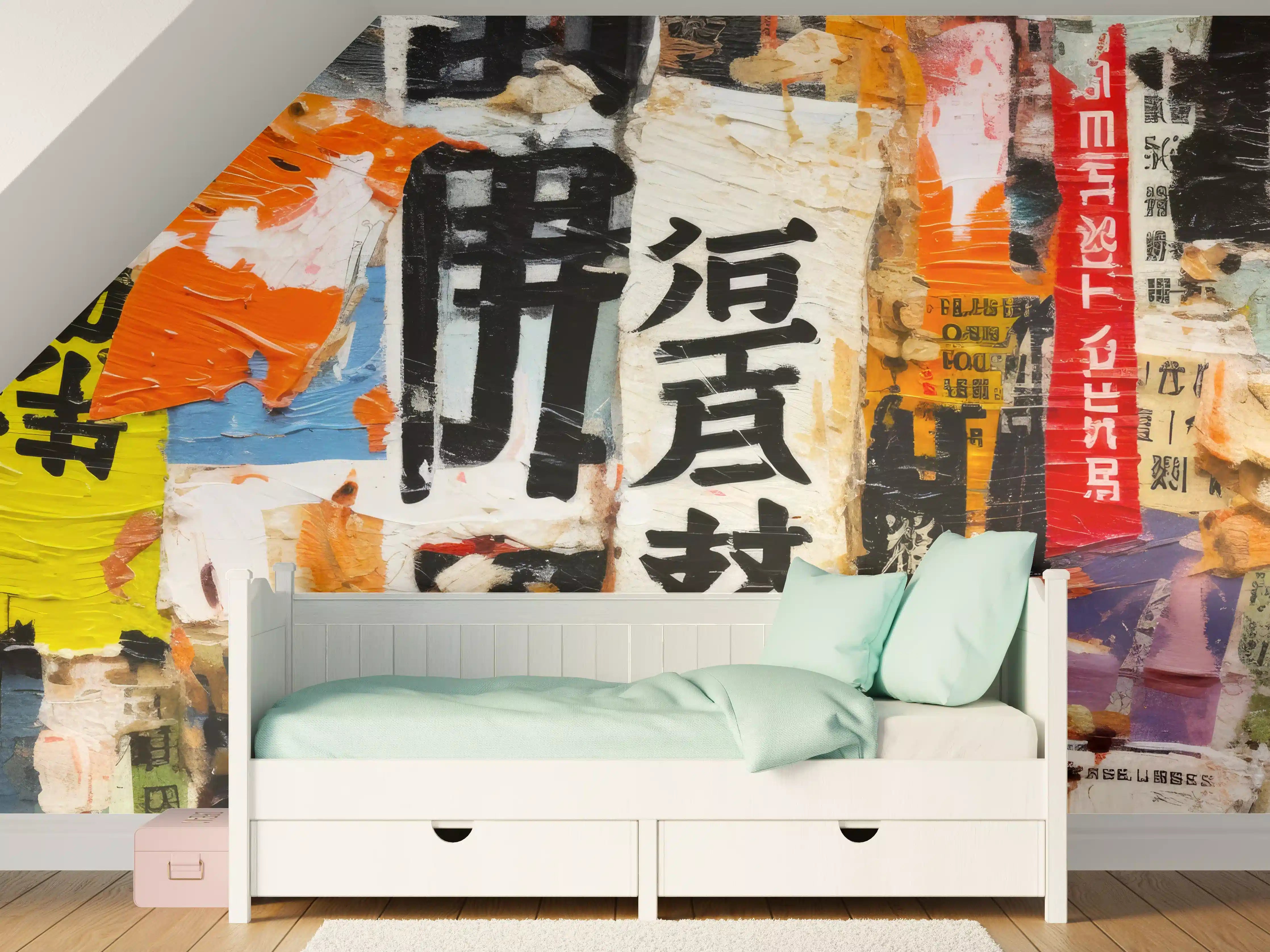 Kinderzimmer Wandgestaltung - Bunte Urban-Collage Textur